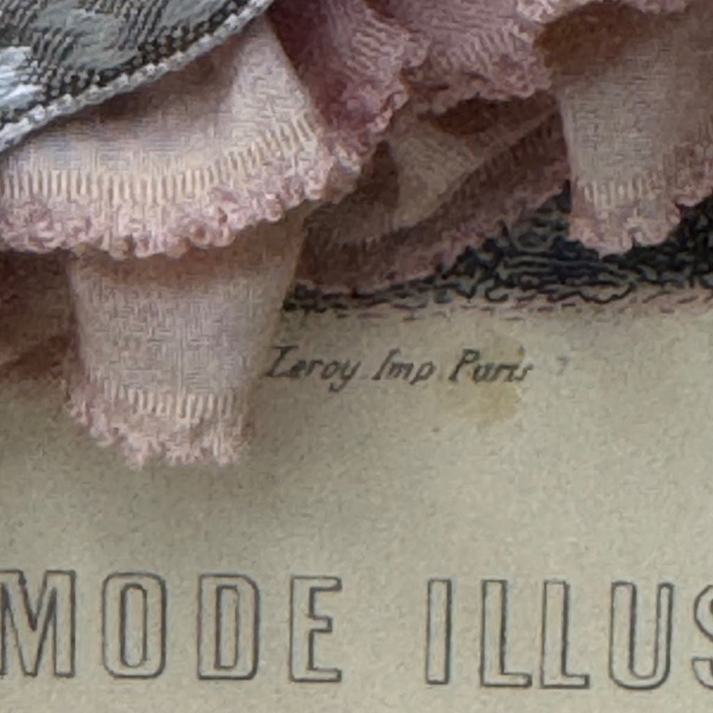 Antique La Mode Illustree Print 3D Shadow Box Pink Ruffle Fabric 12x15 Fashion