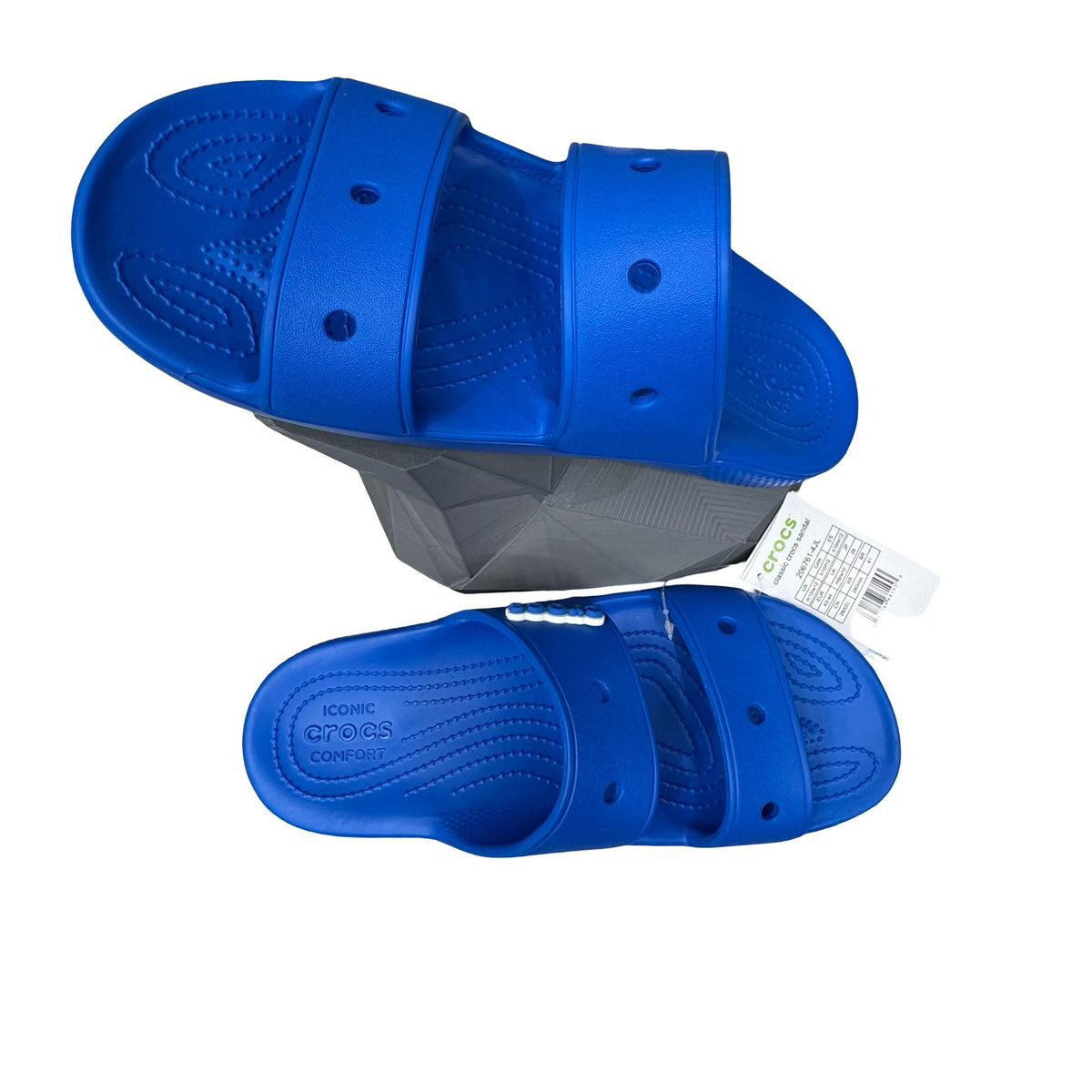 Crocs Classic Blue Slide Sandals Mens 10 Womens 12 Lightweight Waterproof Comfort