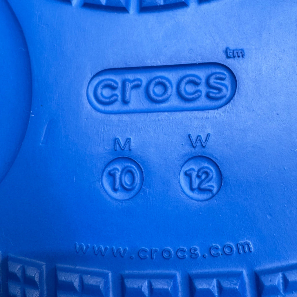 Crocs Classic Blue Slide Sandals Mens 10 Womens 12 Lightweight Waterproof Comfort