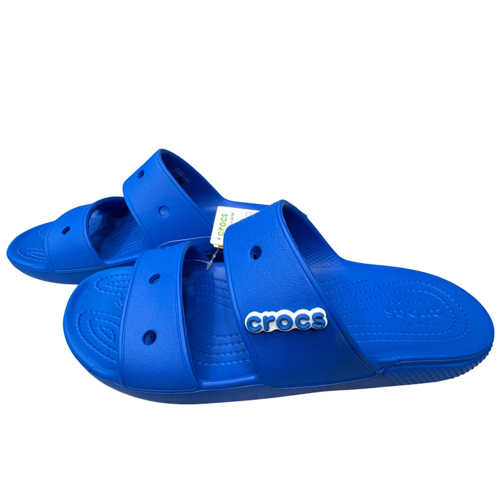 Crocs Classic Blue Slide Sandals Mens 10 Womens 12 Lightweight Waterproof Comfort