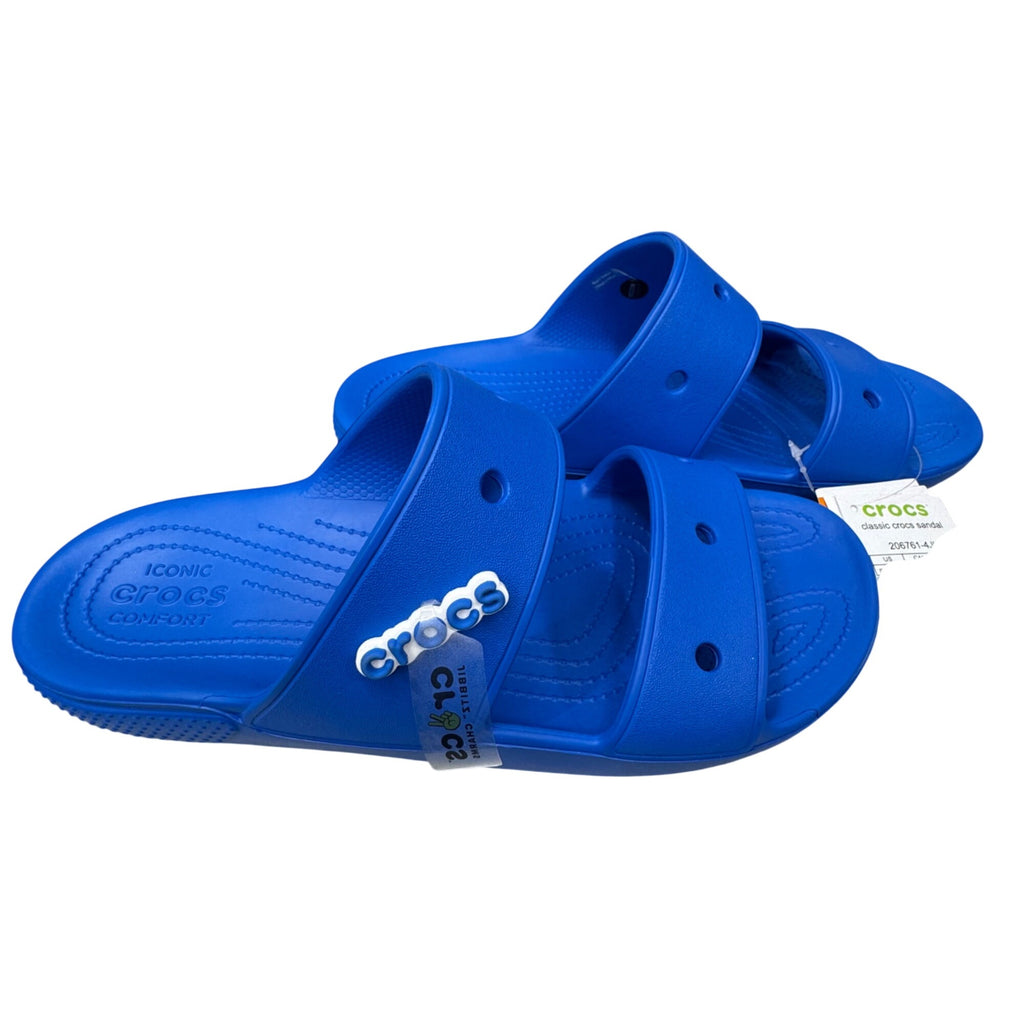 Crocs Classic Blue Slide Sandals Mens 10 Womens 12 Lightweight Waterproof Comfort
