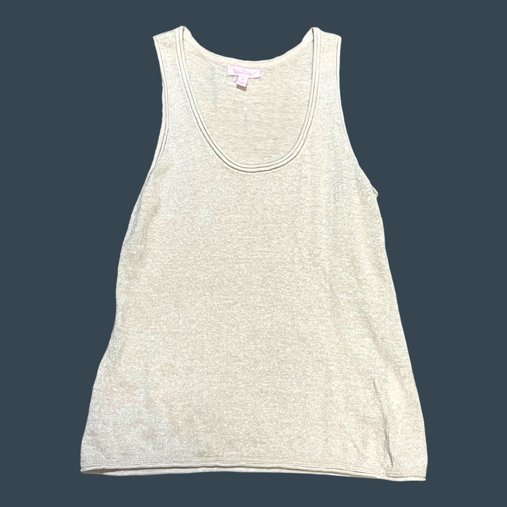 Lilly Pulitzer Knit Tank Top Medium Beige Cream Sweater Sleeveless Summer