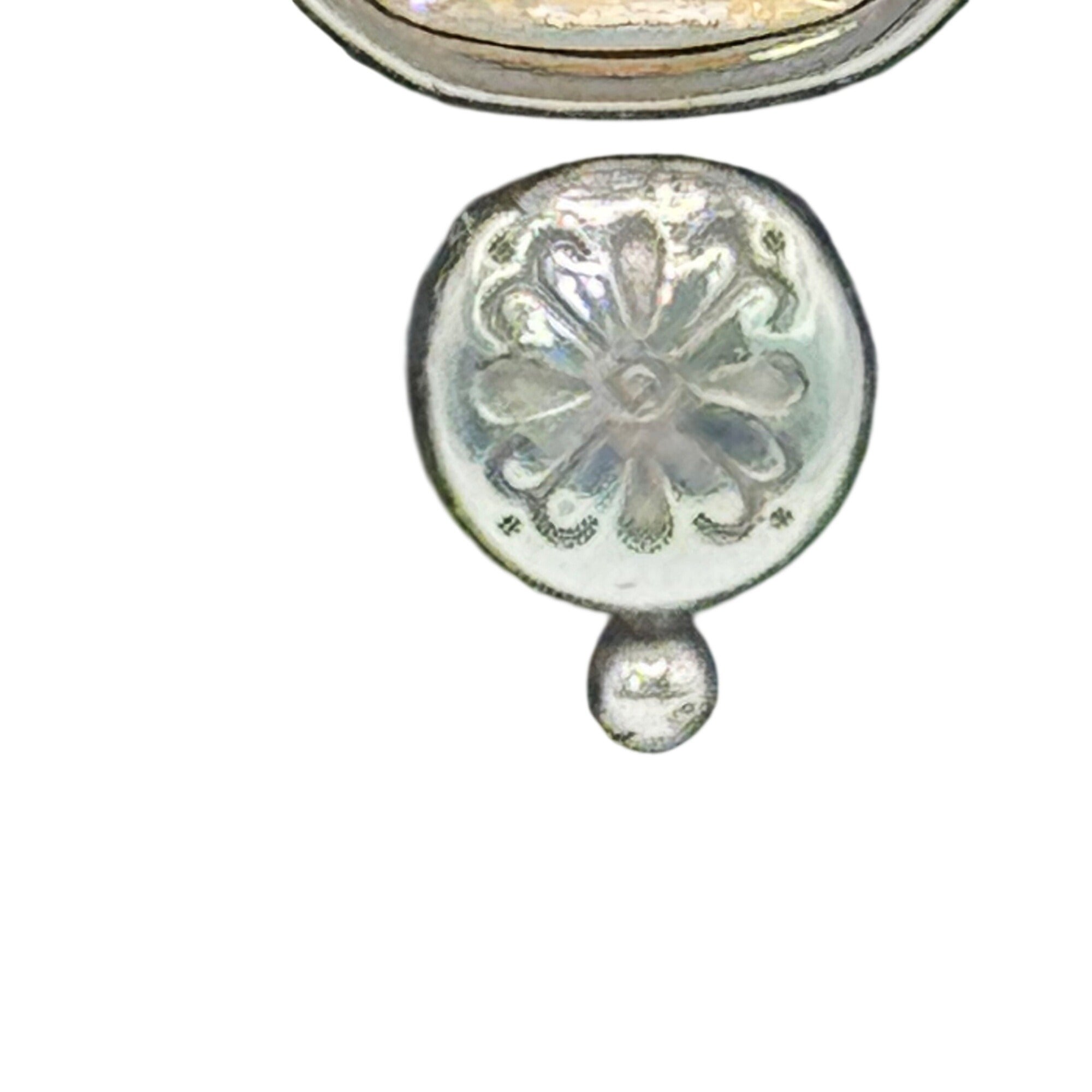 Brighton Citrine Dangle Earrings Silver Tone Floral Accent 1" Long Boho Art Deco