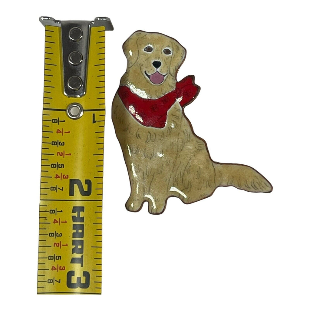 Vtg Signed Brooch Pin Elvie Zelle Smiling Golden Retriever Dog Bandana Labrador