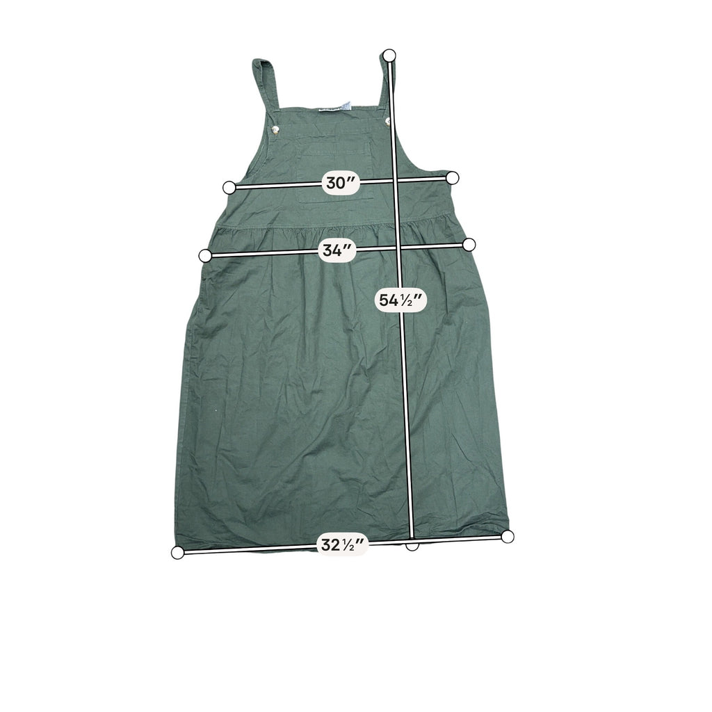 Sunbelt Green Cotton Overall Dress Bathing Suit cover Womens XL Casual USA Made