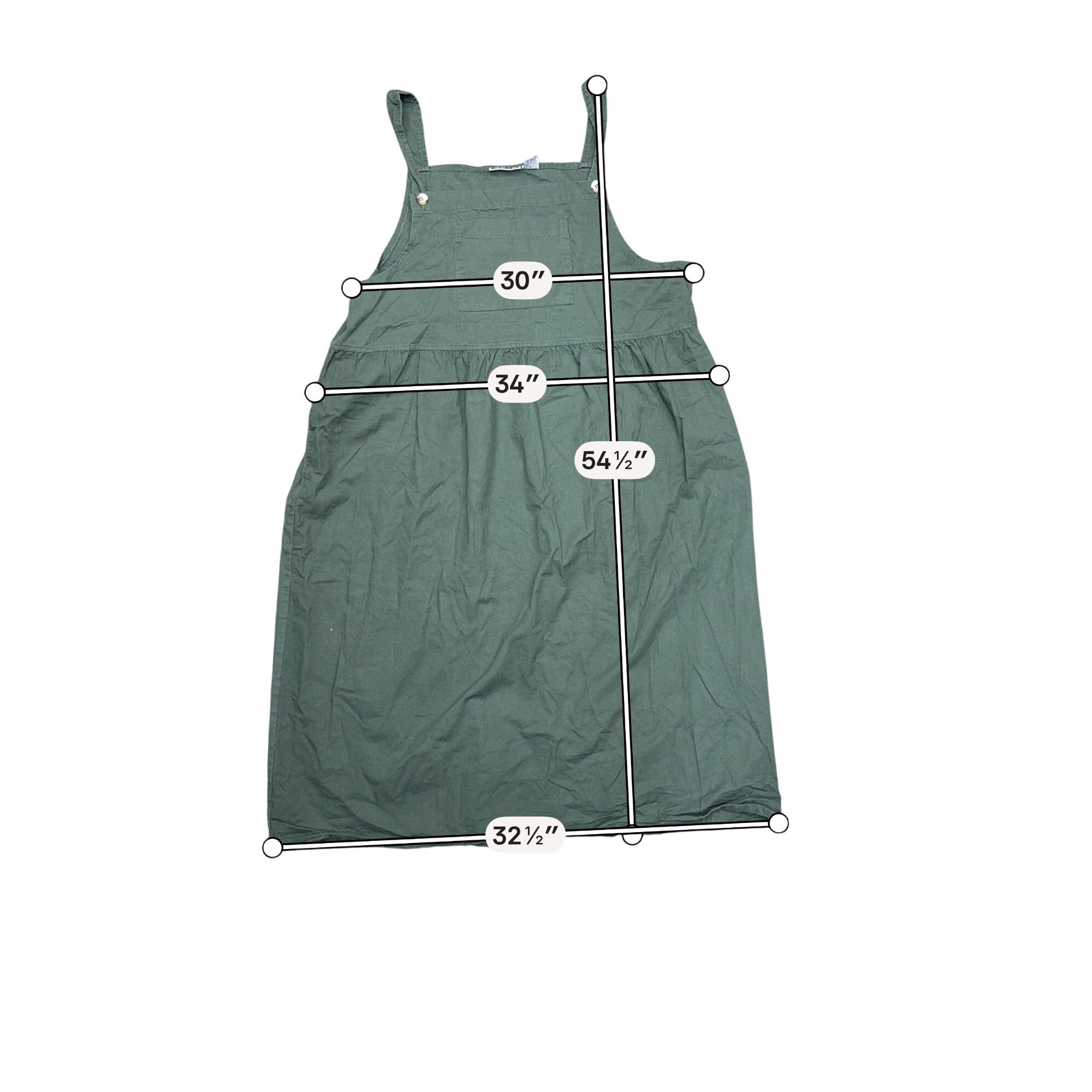 Sunbelt Green Cotton Overall Dress Bathing Suit cover Womens XL Casual USA Made