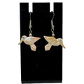 Vintage Zuni Fetish Carved Jasper HummingBird Dangle Earrings Sterling Turquoise