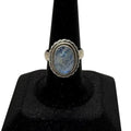 Sterling Silver Moonstone Ring Southwest Oval Cabochon Stone & Braided Size 8