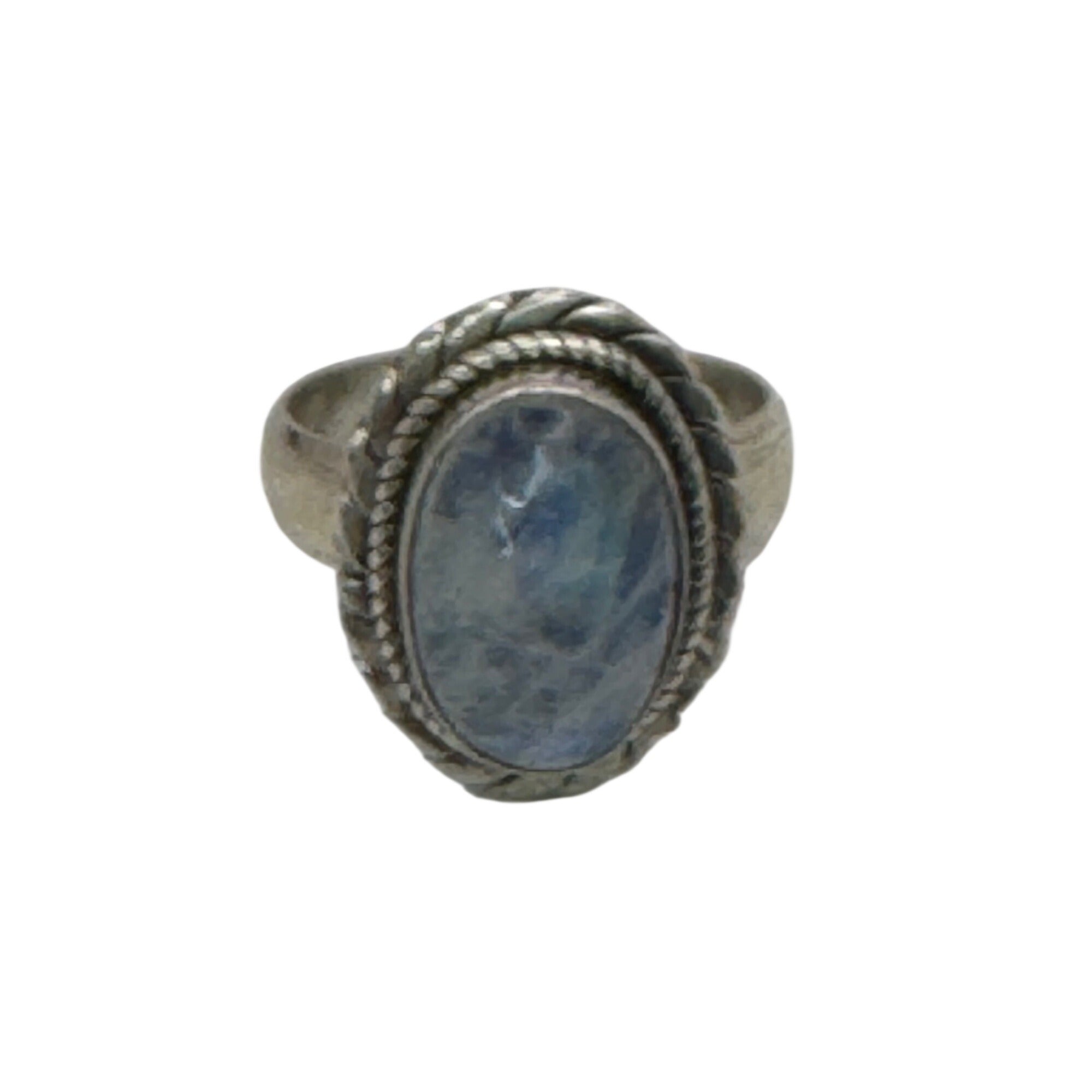 Sterling Silver Moonstone Ring Southwest Oval Cabochon Stone & Braided Size 8
