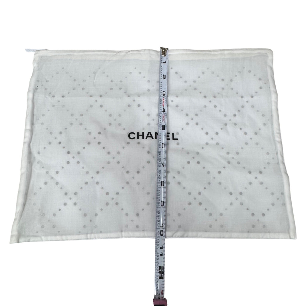 Chanel White Dust Bag Mesh Handbag Purse Storage Zipper Closure 14x10 Inches