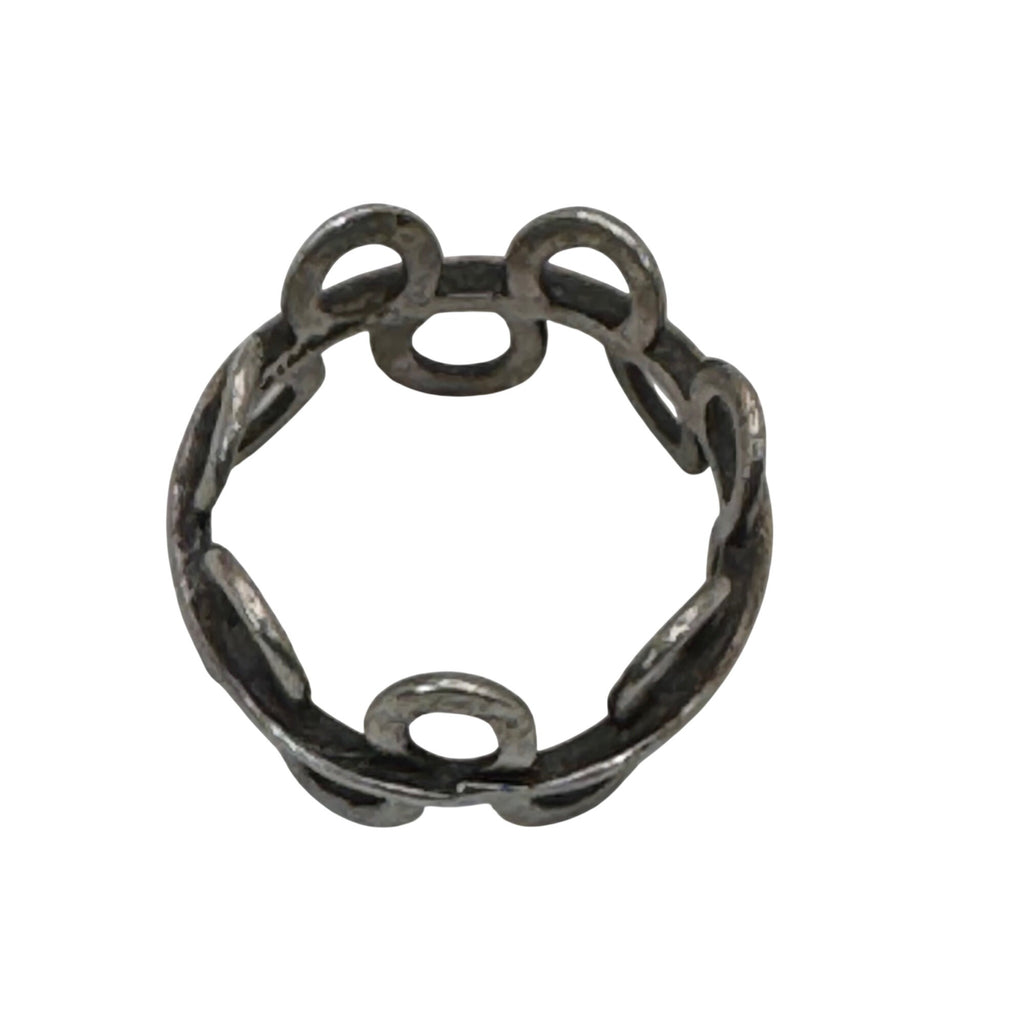 Modernist Sterling Silver Ring Abstract Open-Circle Loop Waves Band Ring Sz 6.5