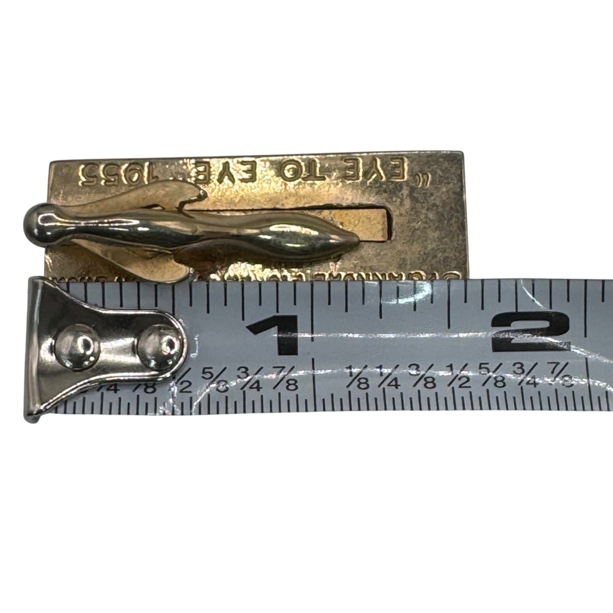 Vintage 1955 3rd Annual Pioneer Fashion Show Gold Tie Clip "Eye To Eye" 14k 15g