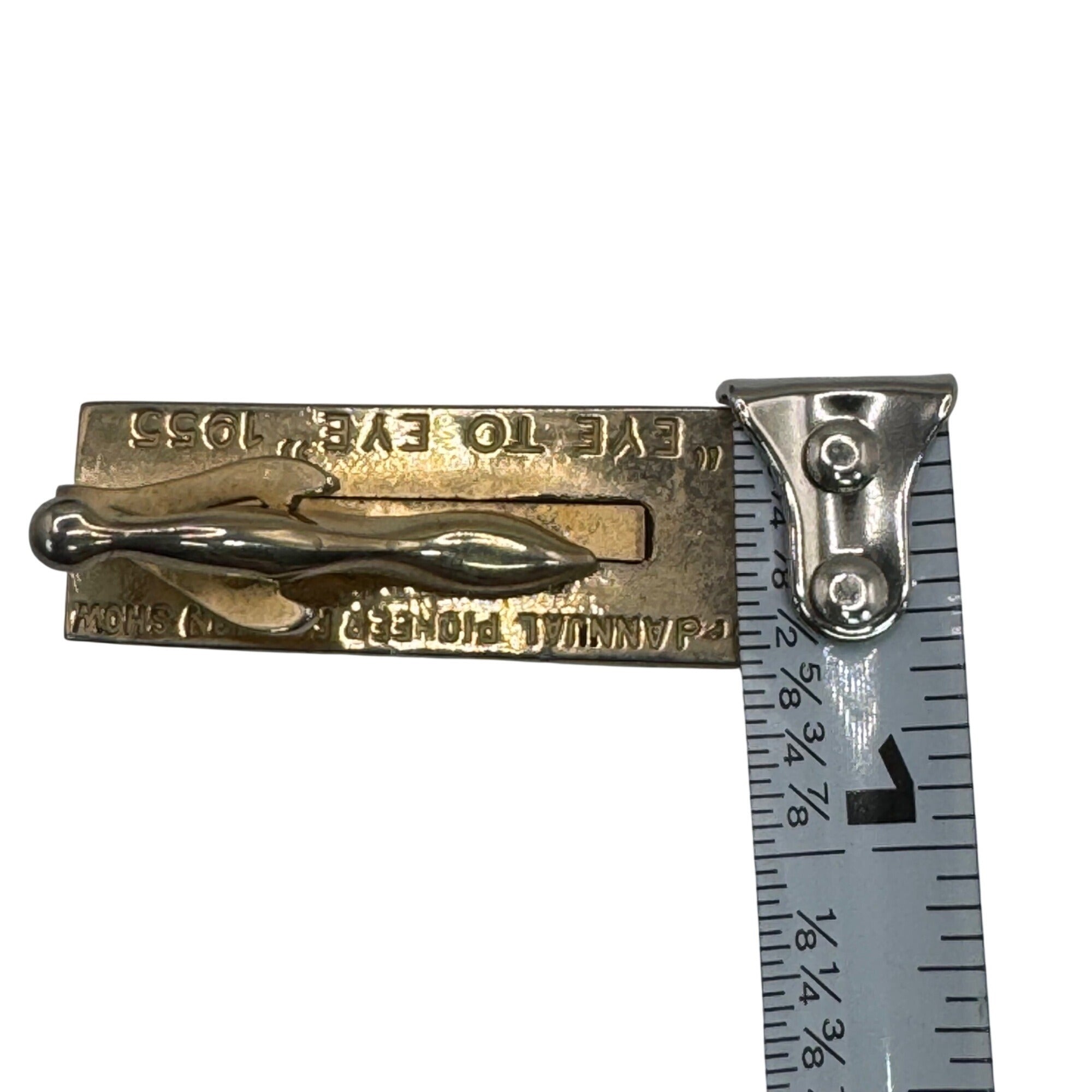 Vintage 1955 3rd Annual Pioneer Fashion Show Gold Tie Clip "Eye To Eye" 14k 15g