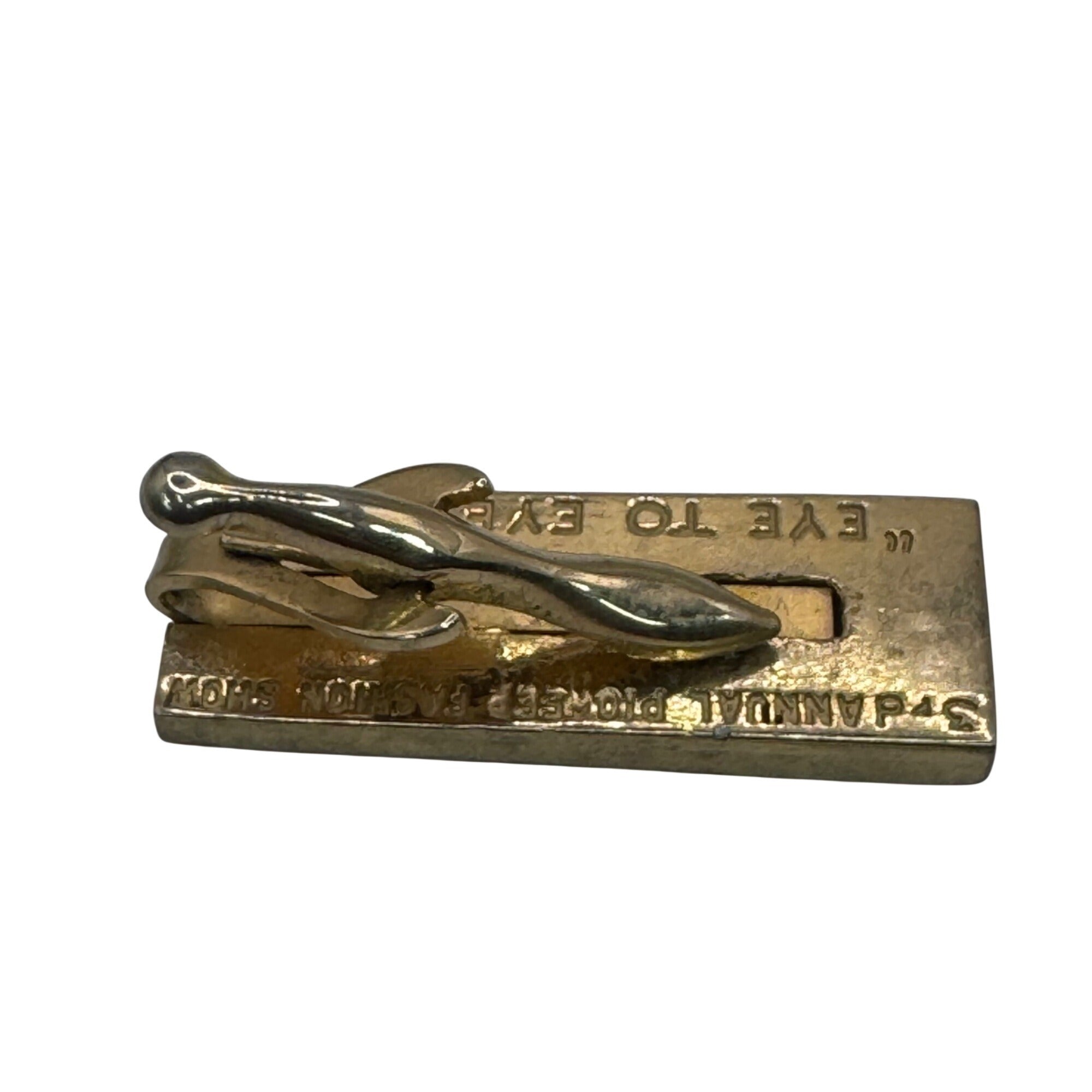 Vintage 1955 3rd Annual Pioneer Fashion Show Gold Tie Clip "Eye To Eye" 14k 15g