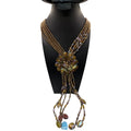 Joan Rivers Starlet Tassel Starlet Beads Flower Necklace Enamel Floral Statement