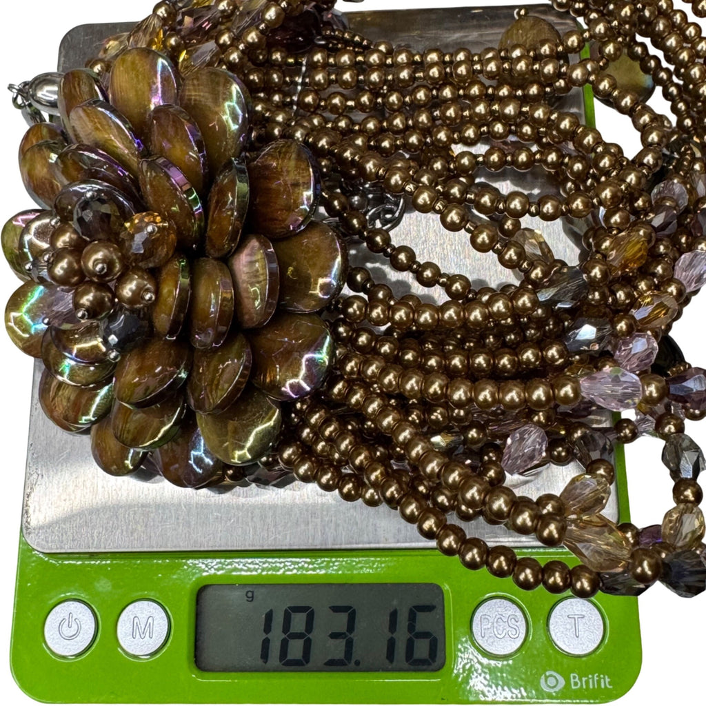 Joan Rivers Starlet Tassel Starlet Beads Flower Necklace Enamel Floral Statement