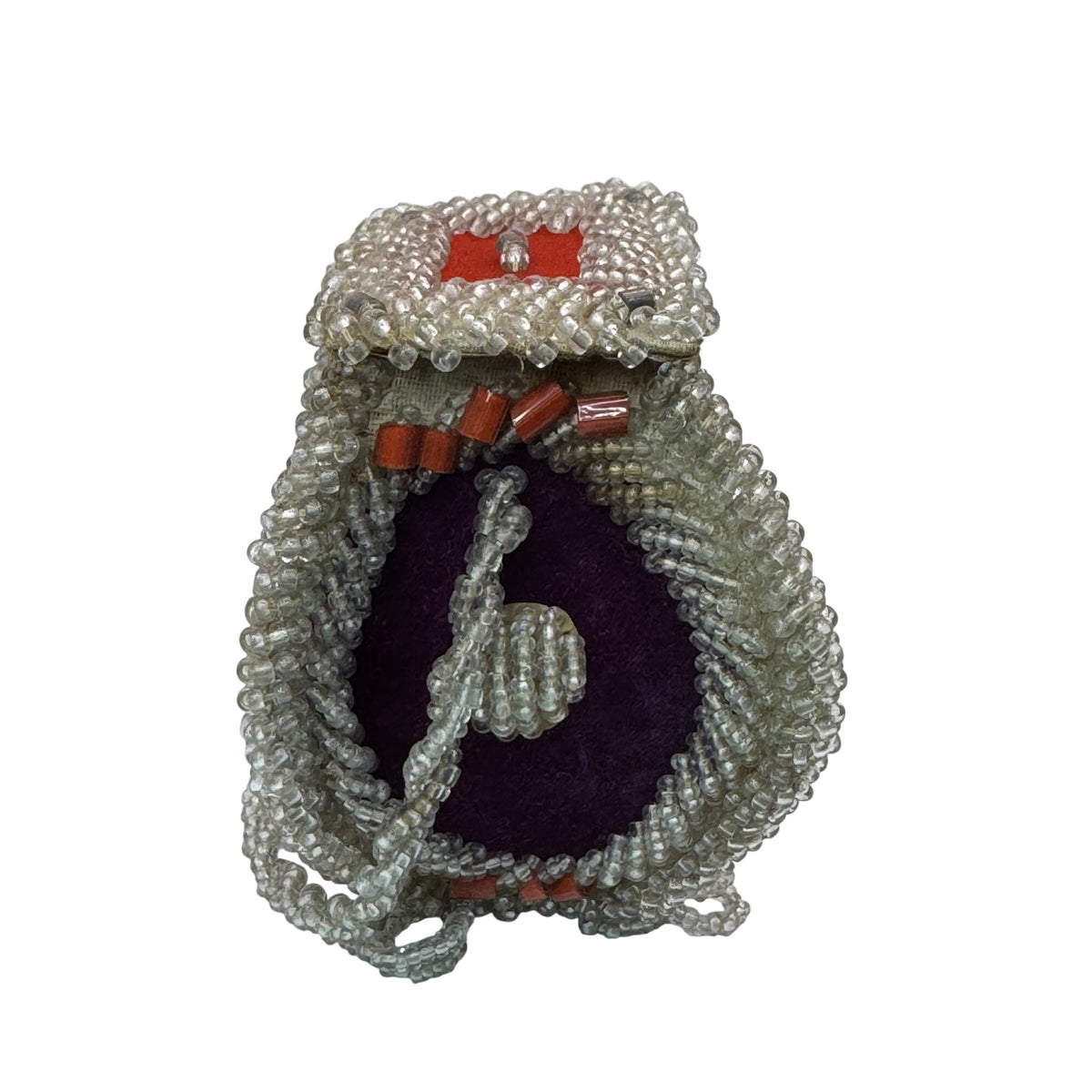 Iroquois Butterfly Moth Antique beaded Small purse Native American whimsy 5"