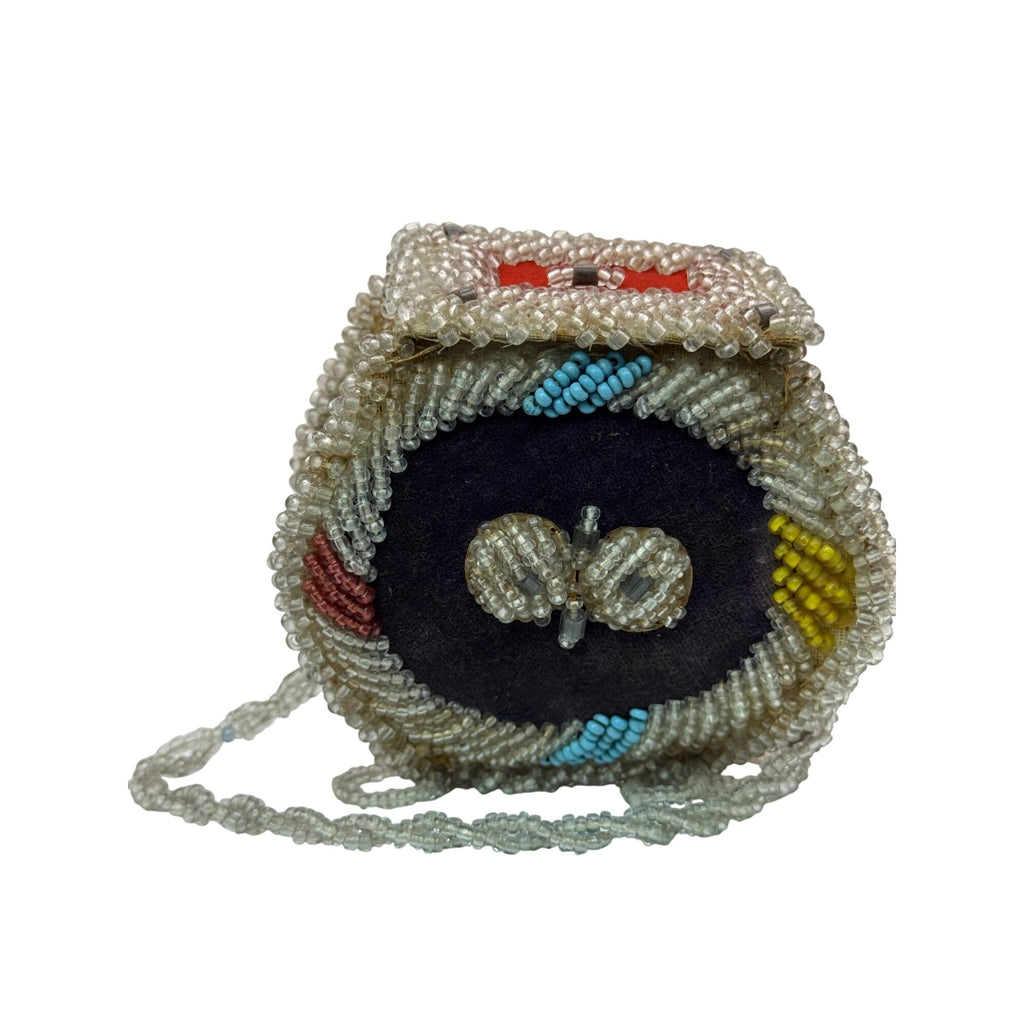 Iroquois Butterfly Moth Antique beaded Small purse Native American whimsy 5"