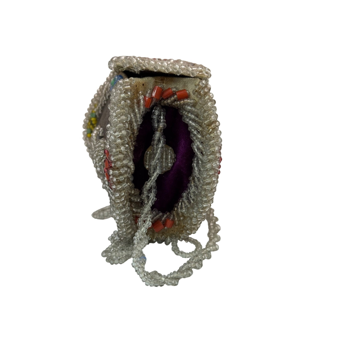 Iroquois Butterfly Moth Antique beaded Small purse Native American whimsy 5"