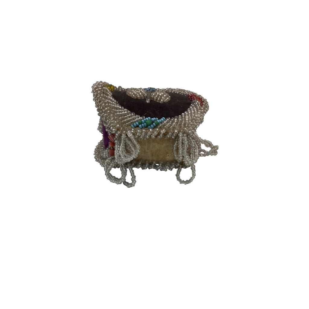 Iroquois Butterfly Moth Antique beaded Small purse Native American whimsy 5"