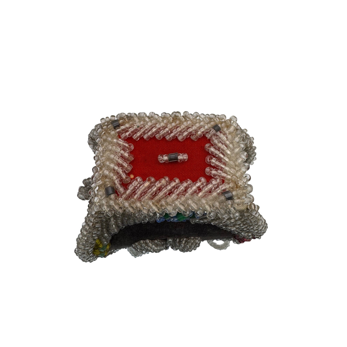 Iroquois Butterfly Moth Antique beaded Small purse Native American whimsy 5"