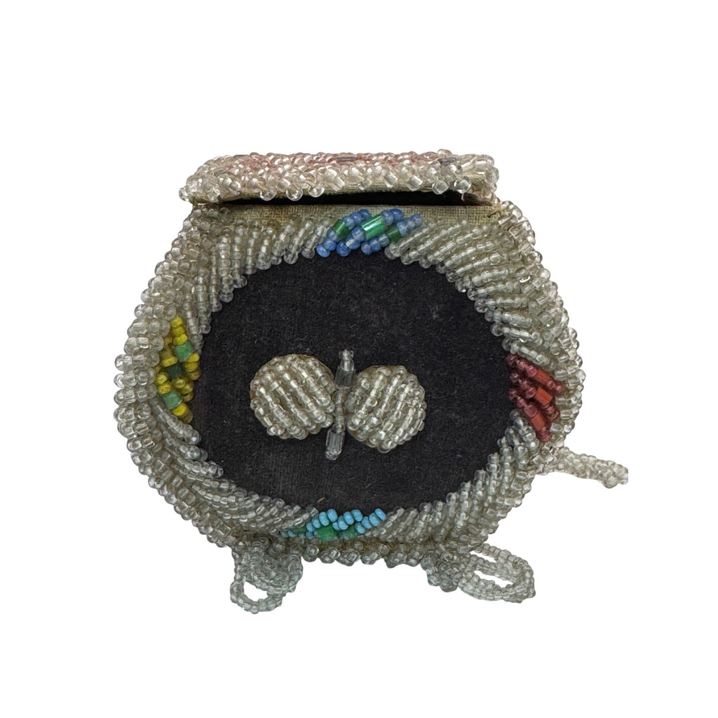 Iroquois Butterfly Moth Antique beaded Small purse Native American whimsy 5"
