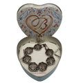 Brighton Silver-Tone Floral Bracelet Scroll Link In Original Heart Tin Box 7"