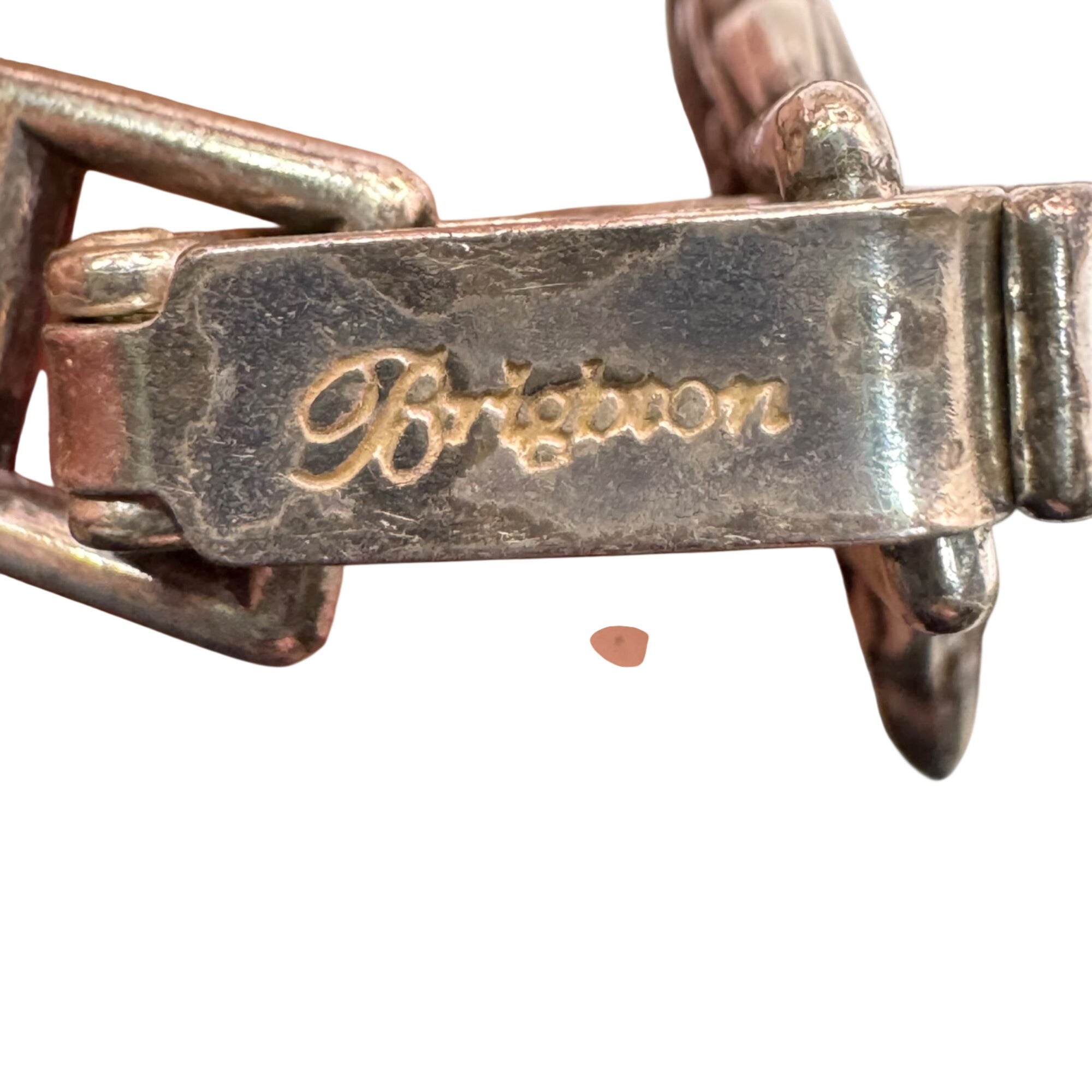 Brighton Silver-Tone Floral Bracelet Scroll Link In Original Heart Tin Box 7"