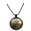 Sterling Mother of Pearl Black Onyx Inlay Shell Pendant Necklace Cord Statement