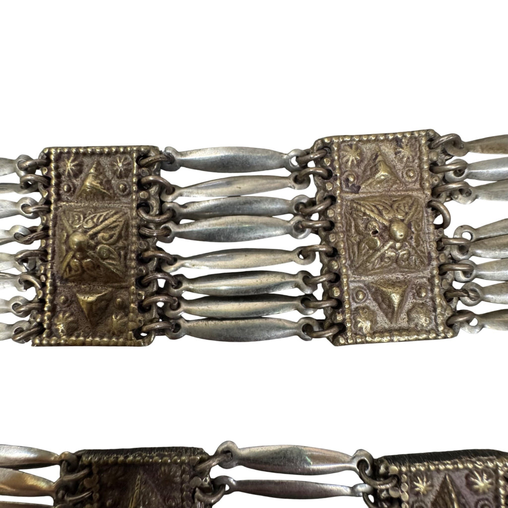 Vintage Mexican Alpaca Temple Linked Necklace Bracelet Hallmarked Needs Repair