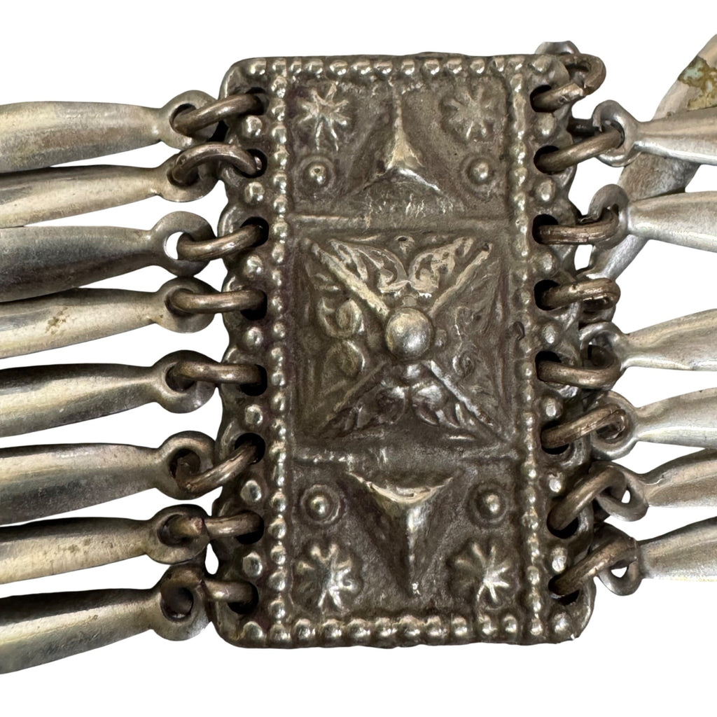 Vintage Mexican Alpaca Temple Linked Necklace Bracelet Hallmarked Needs Repair