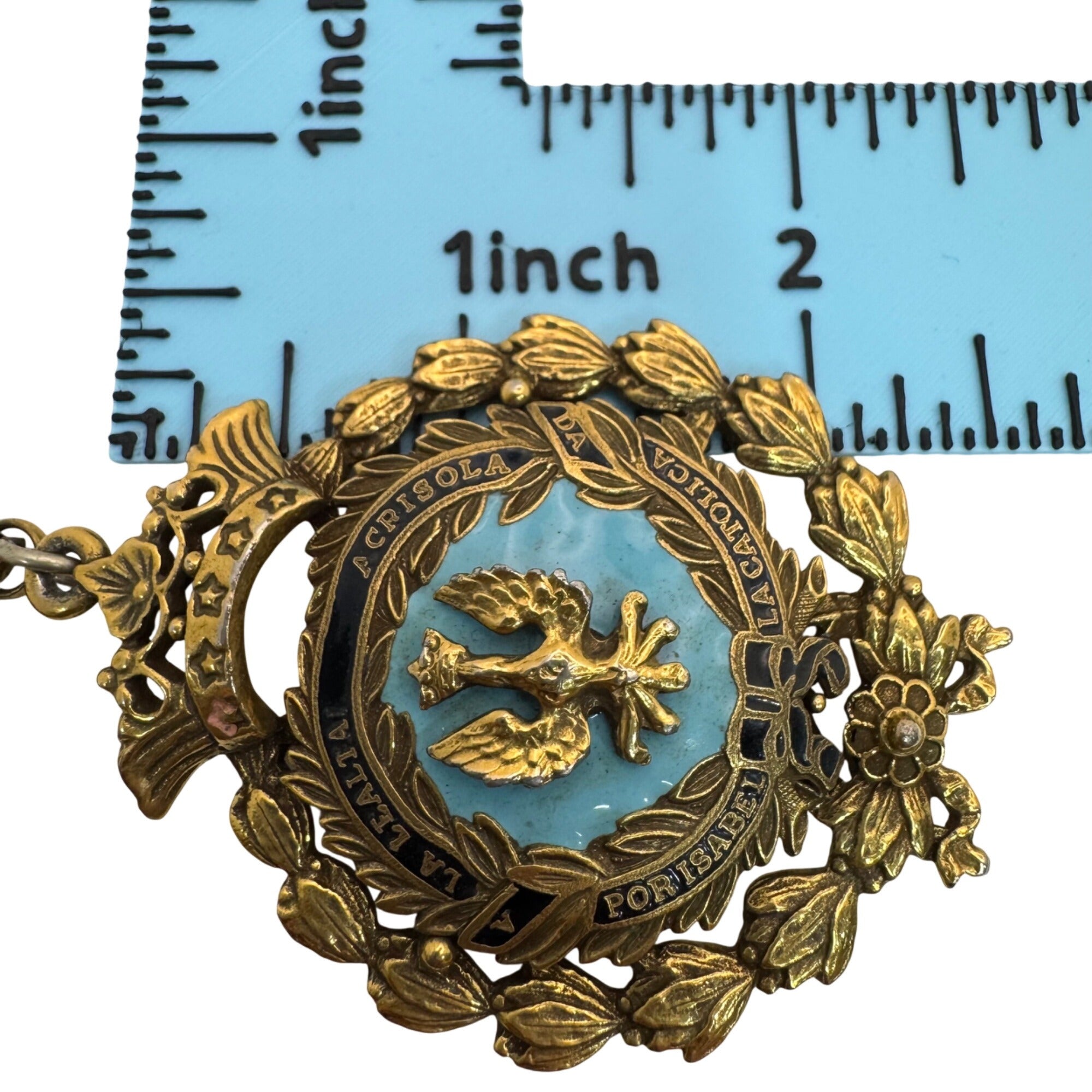 Enamel CORO Crown Eagle Pendant Enamel Isabel Catolica Spain Medallion Necklace