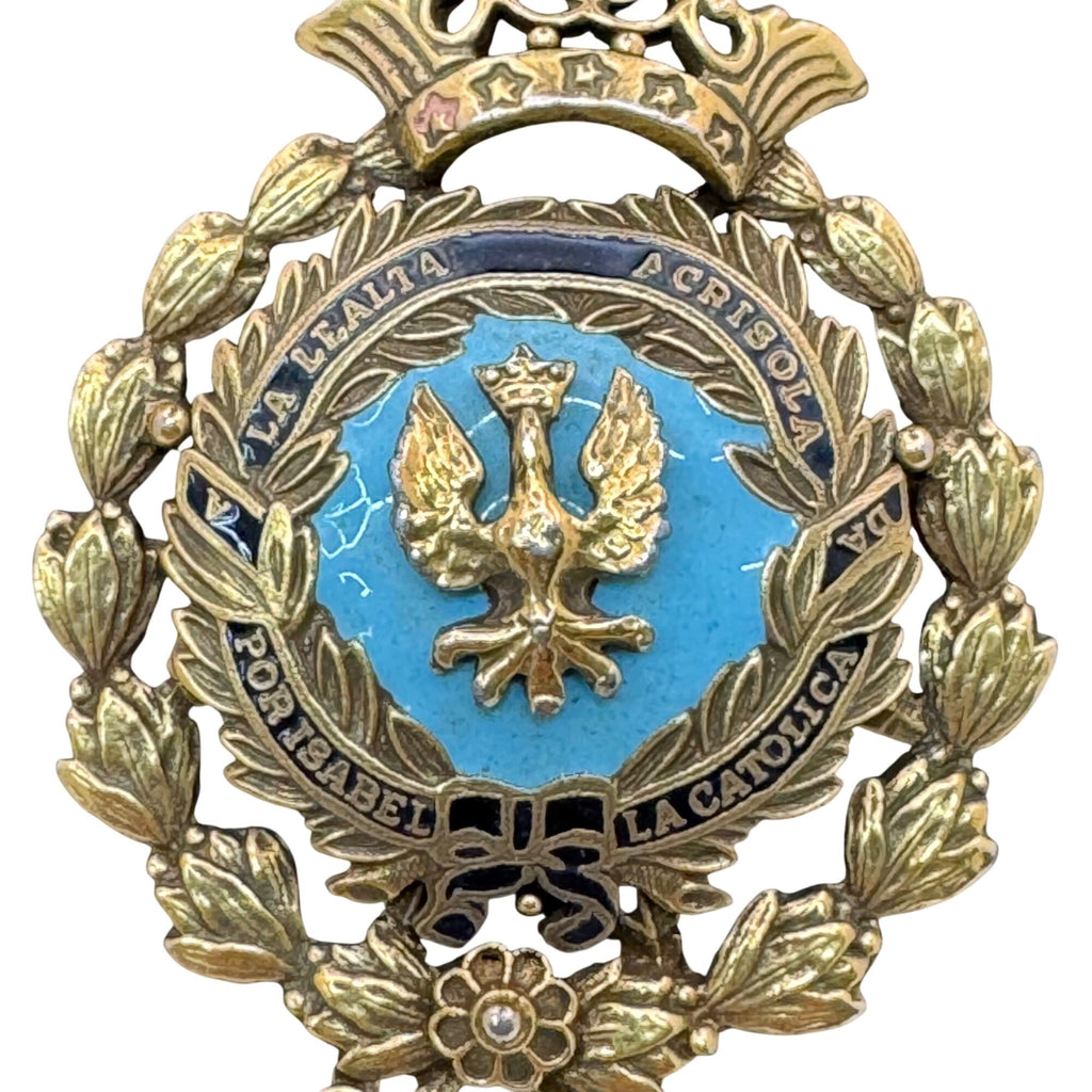 Enamel CORO Crown Eagle Pendant Enamel Isabel Catolica Spain Medallion Necklace