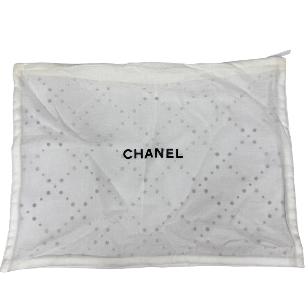 Authentic Chanel Cotton Dust Bag Zipper Garment Bag White 12x9 New Purse Clutch