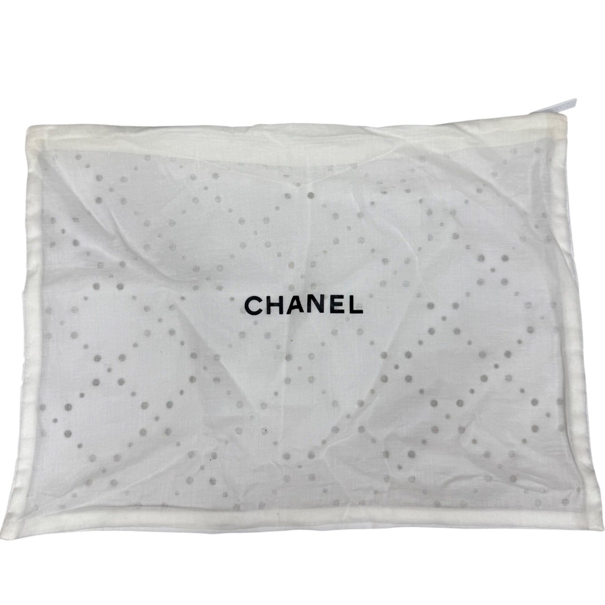 Authentic Chanel Cotton Dust Bag Zipper Garment Bag White 12x9 New Purse Clutch