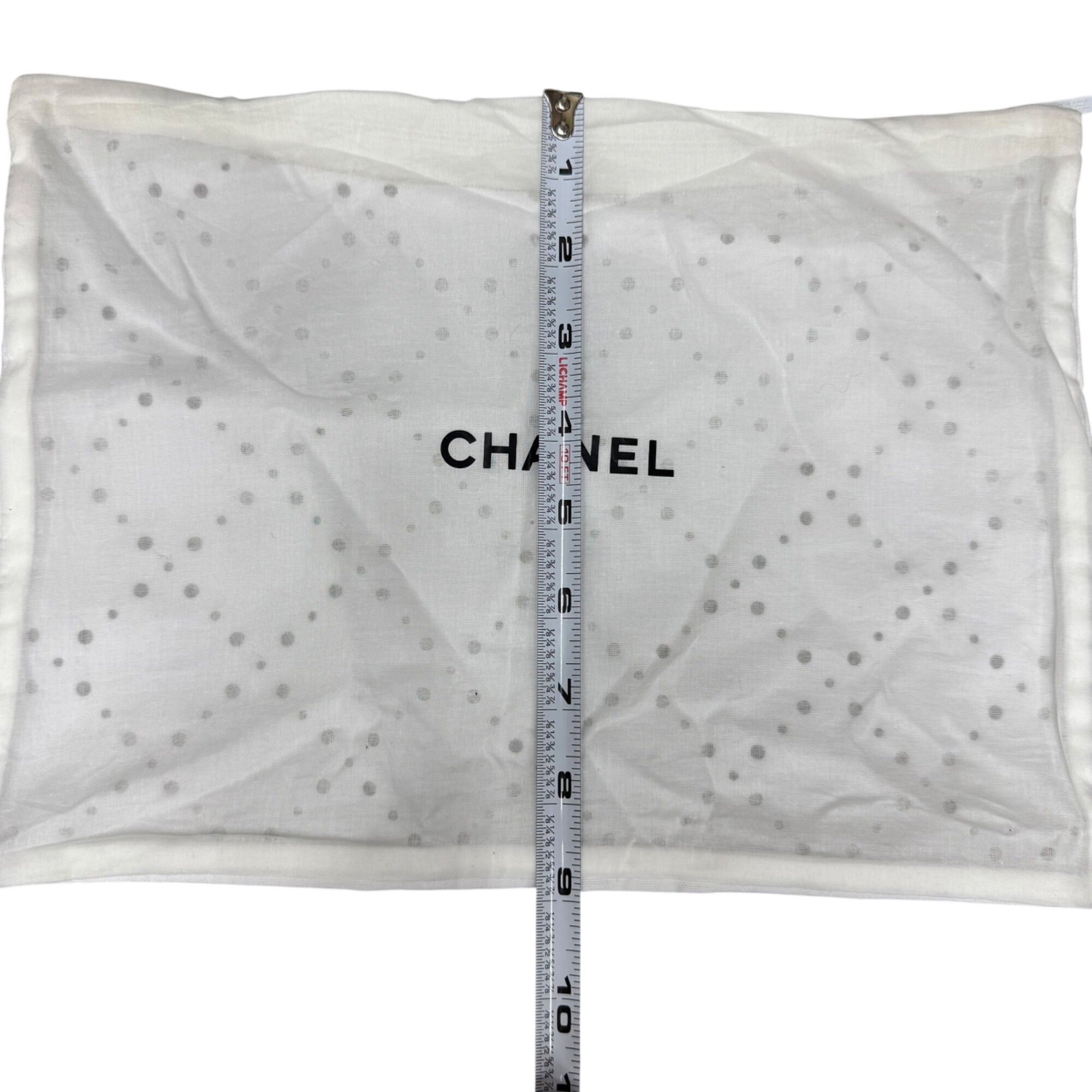 Authentic Chanel Cotton Dust Bag Zipper Garment Bag White 12x9 New Purse Clutch