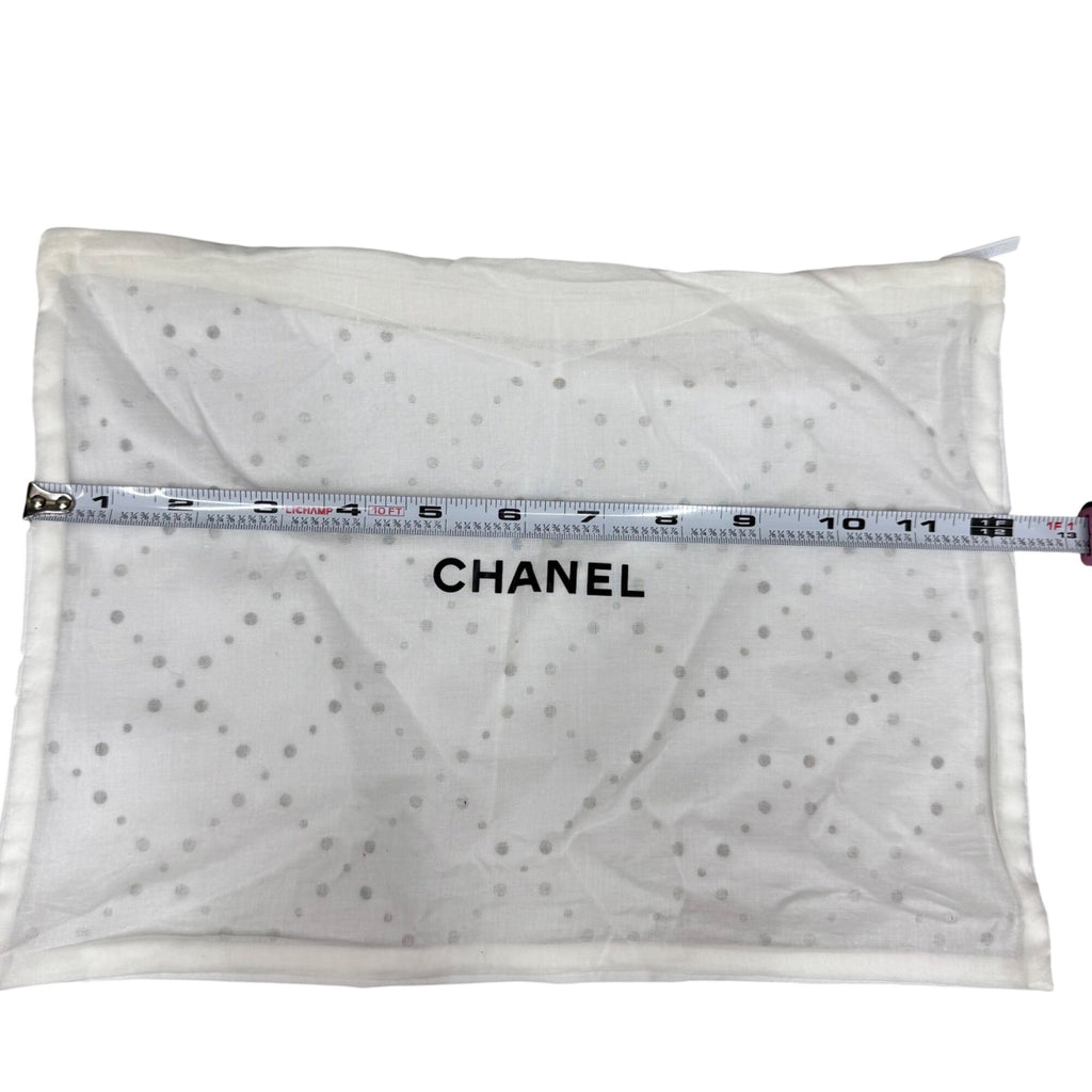 Authentic Chanel Cotton Dust Bag Zipper Garment Bag White 12x9 New Purse Clutch