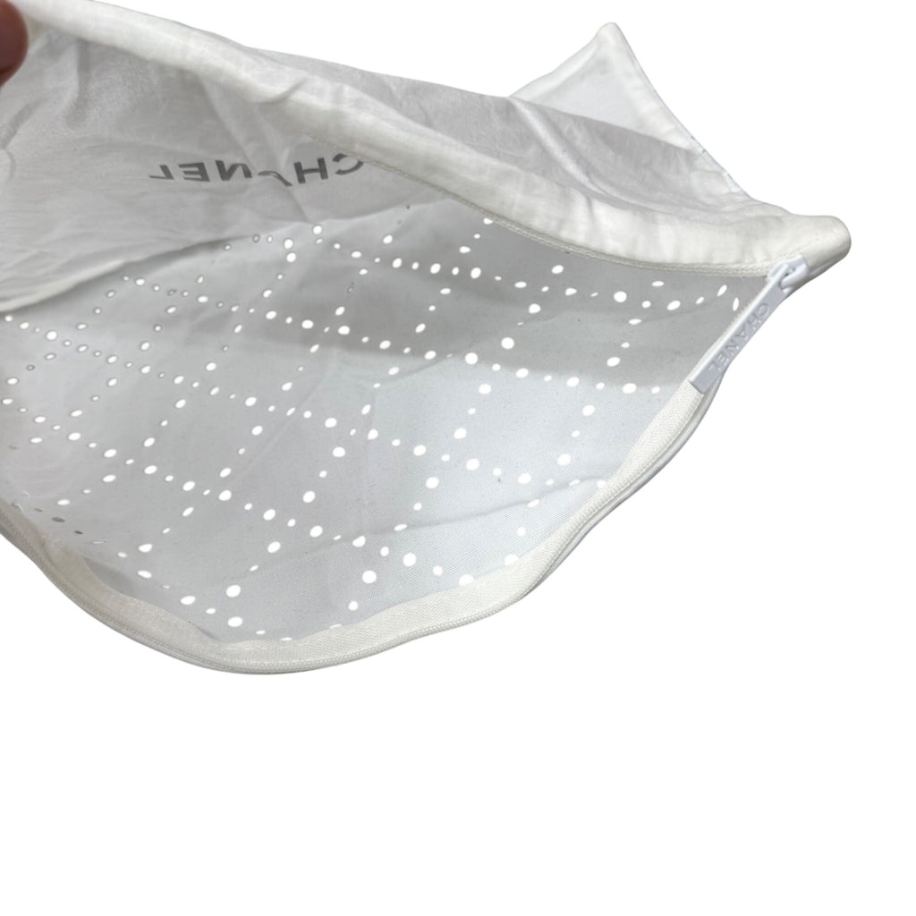 Authentic Chanel Cotton Dust Bag Zipper Garment Bag White 12x9 New Purse Clutch
