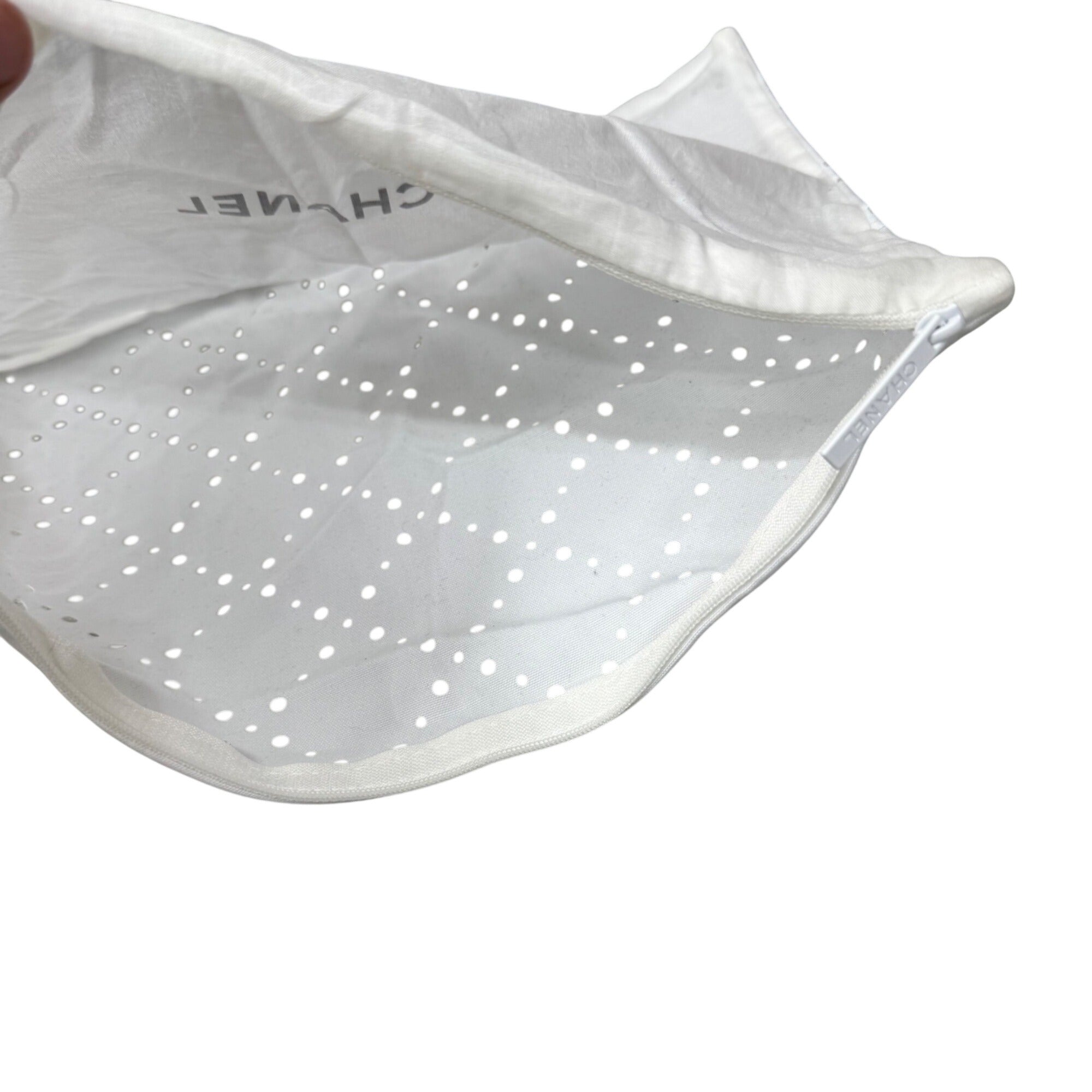 Authentic Chanel Cotton Dust Bag Zipper Garment Bag White 12x9 New Purse Clutch