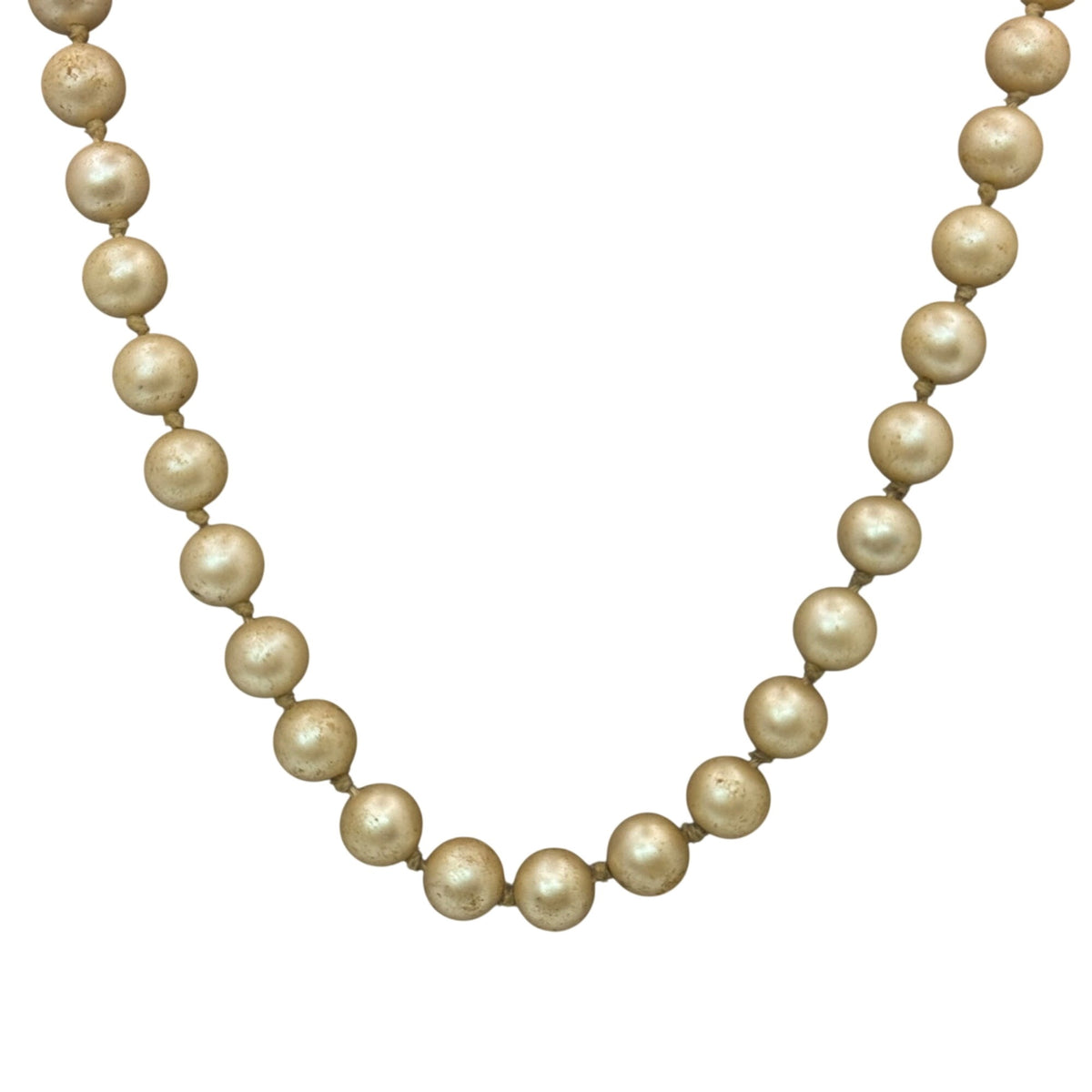 32" Double Knotted Pearl Classic Faux Pearl Necklace Sterling Clasp Vintage READ