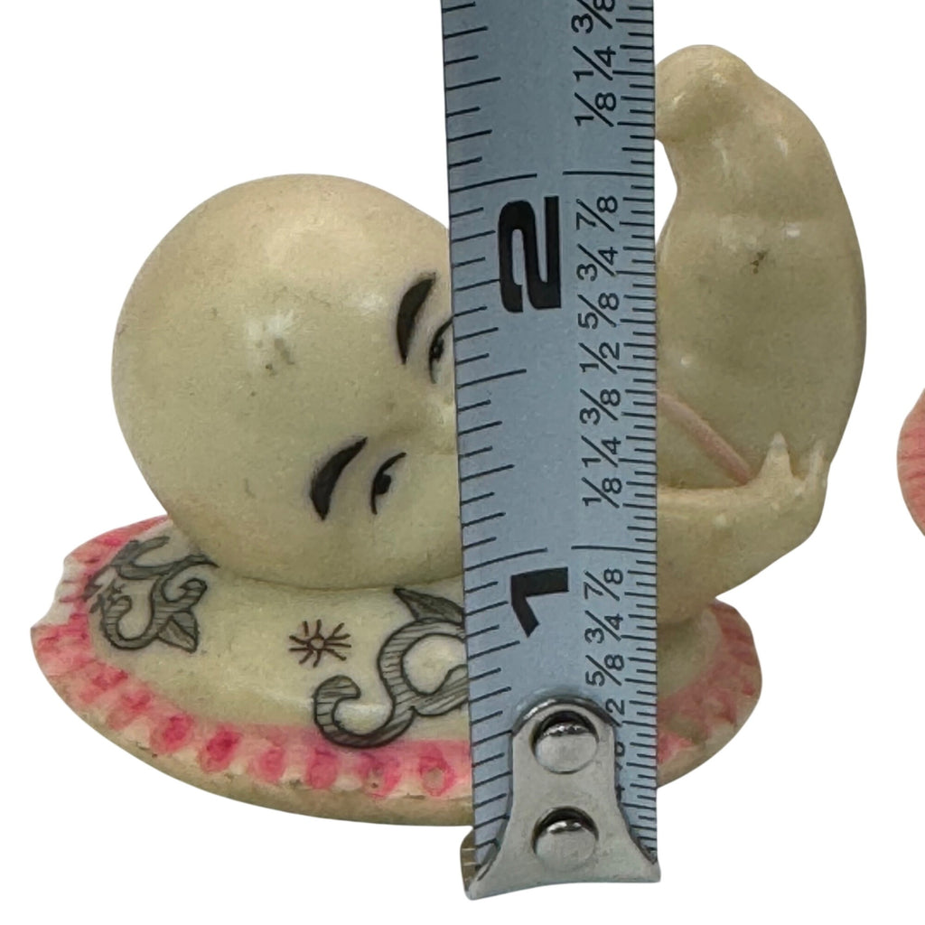 Vintage Ceramic Resin Baby Figurines Pair Boy Girl Chinese Infant Statues 2”