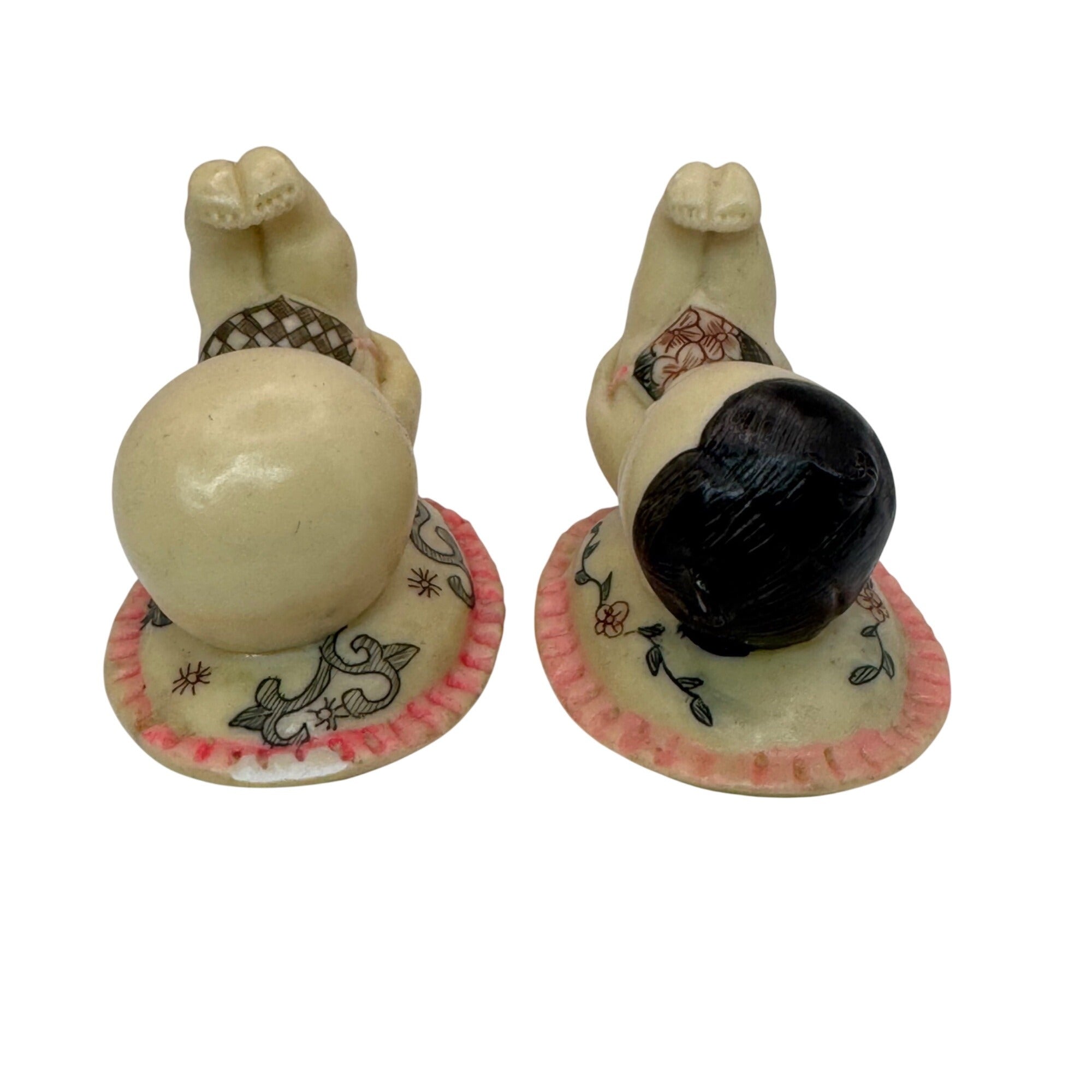 Vintage Ceramic Resin Baby Figurines Pair Boy Girl Chinese Infant Statues 2”