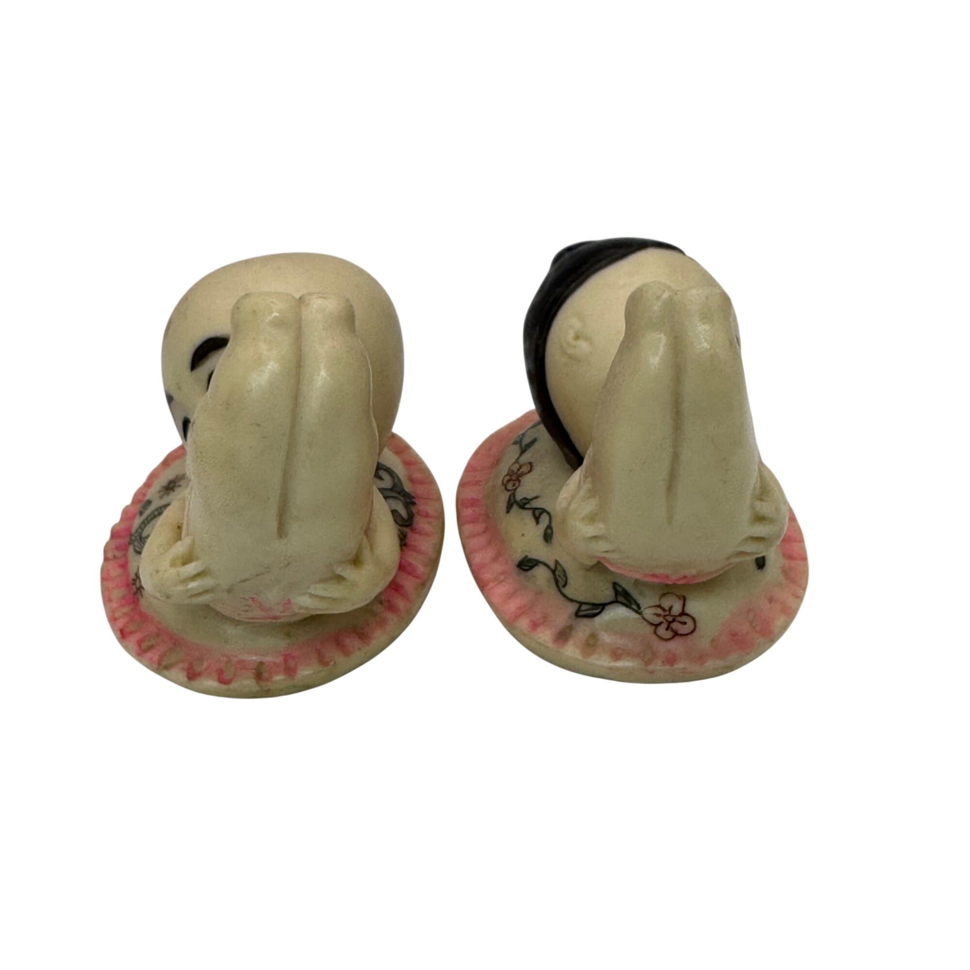 Vintage Ceramic Resin Baby Figurines Pair Boy Girl Chinese Infant Statues 2”
