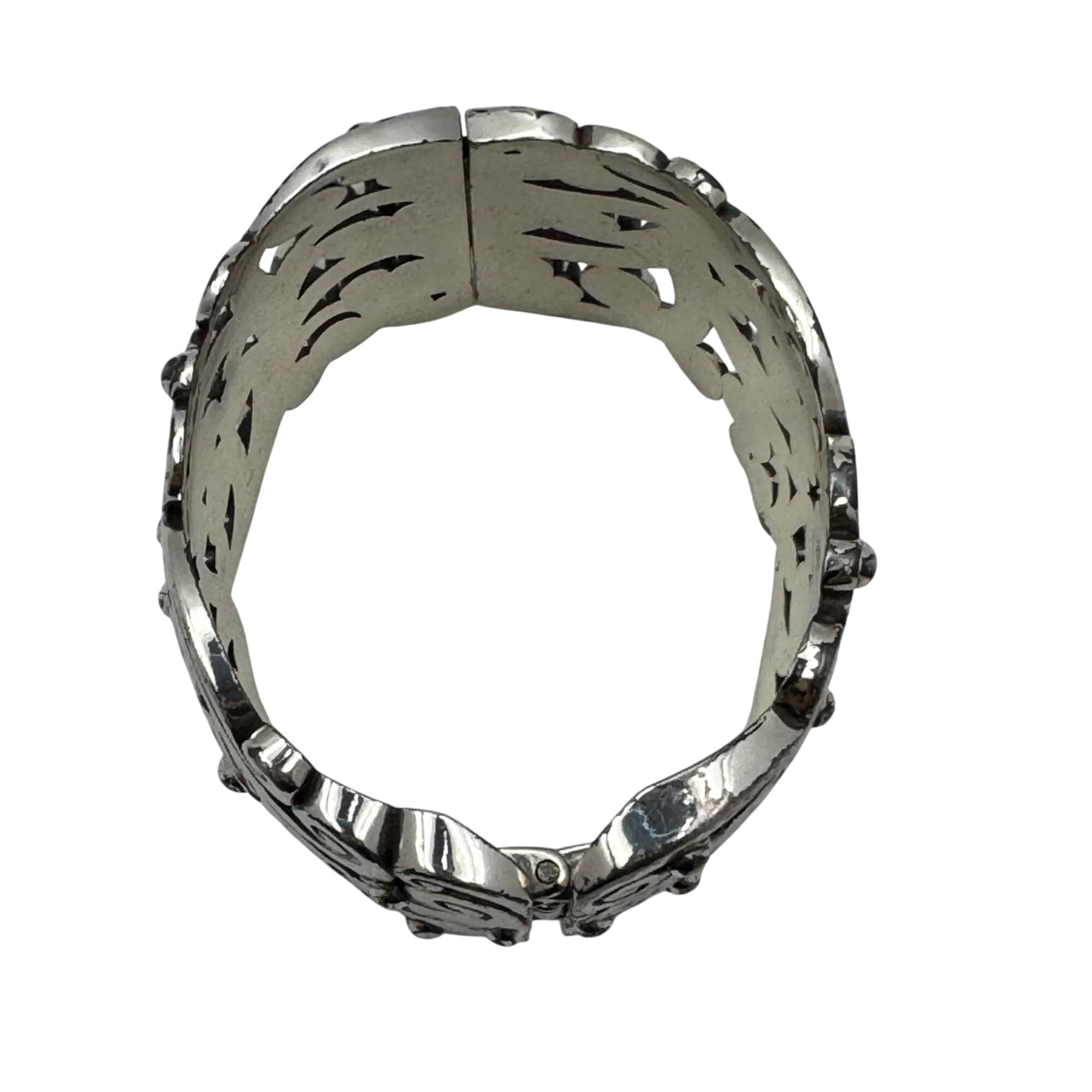 Brighton Madrid Lace Bangle Wide Cuff Bracelet Scroll Silver-Tone 7.5" Vintage
