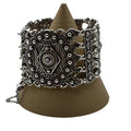 Brighton Panel Bracelet StatemeVintage Silver-Tone Cuff Filigree Safety Chain 7"