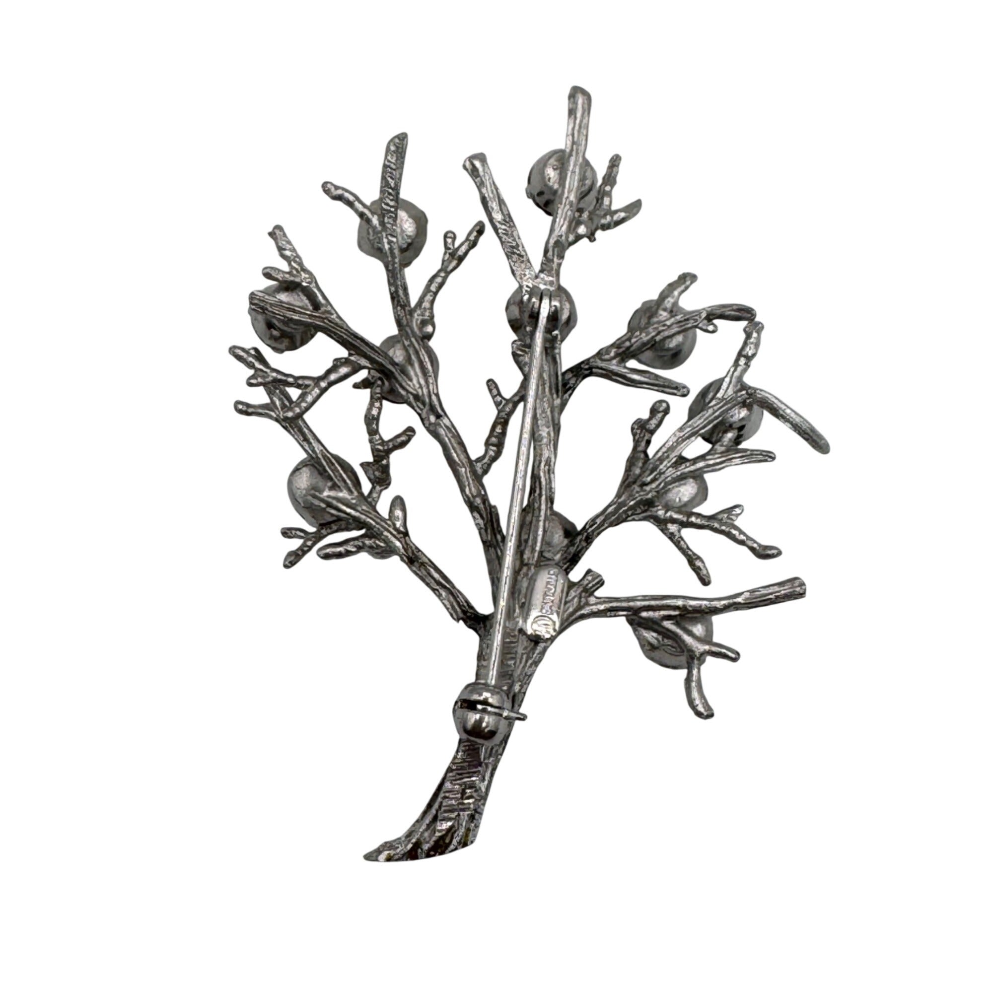 Vintage Sterling Silver Multi-Color Rhinestone Tree of Life Brooch Pin Nature