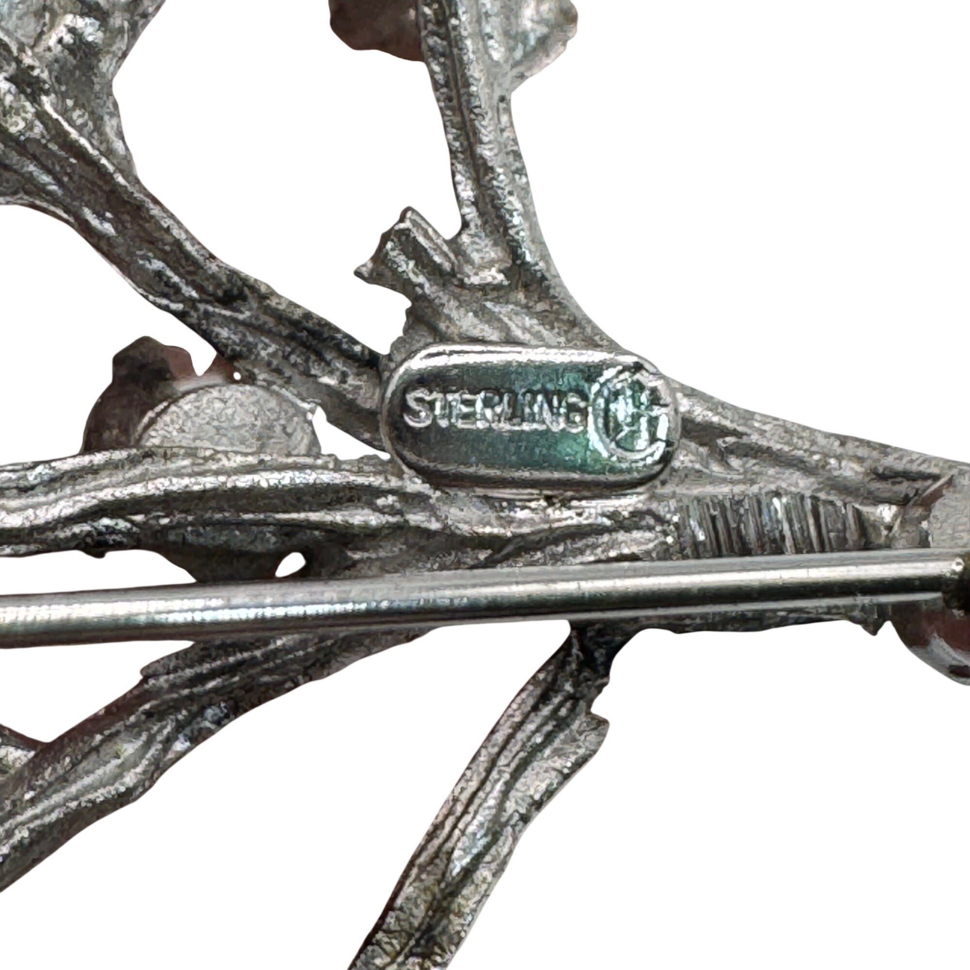 Vintage Sterling Silver Multi-Color Rhinestone Tree of Life Brooch Pin Nature