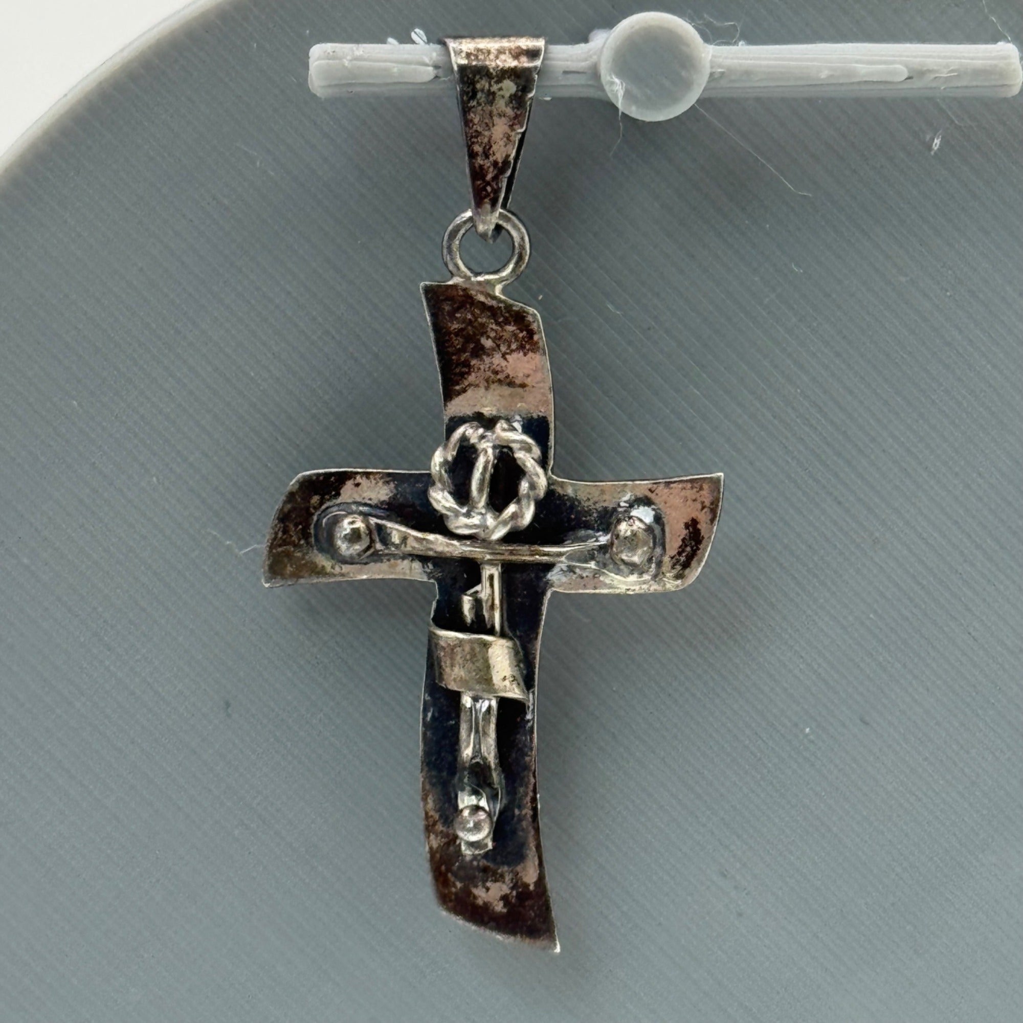 Modernist Sterling Crucifix Pendant Vintage Signed Taxco  From Mexico 1.5"