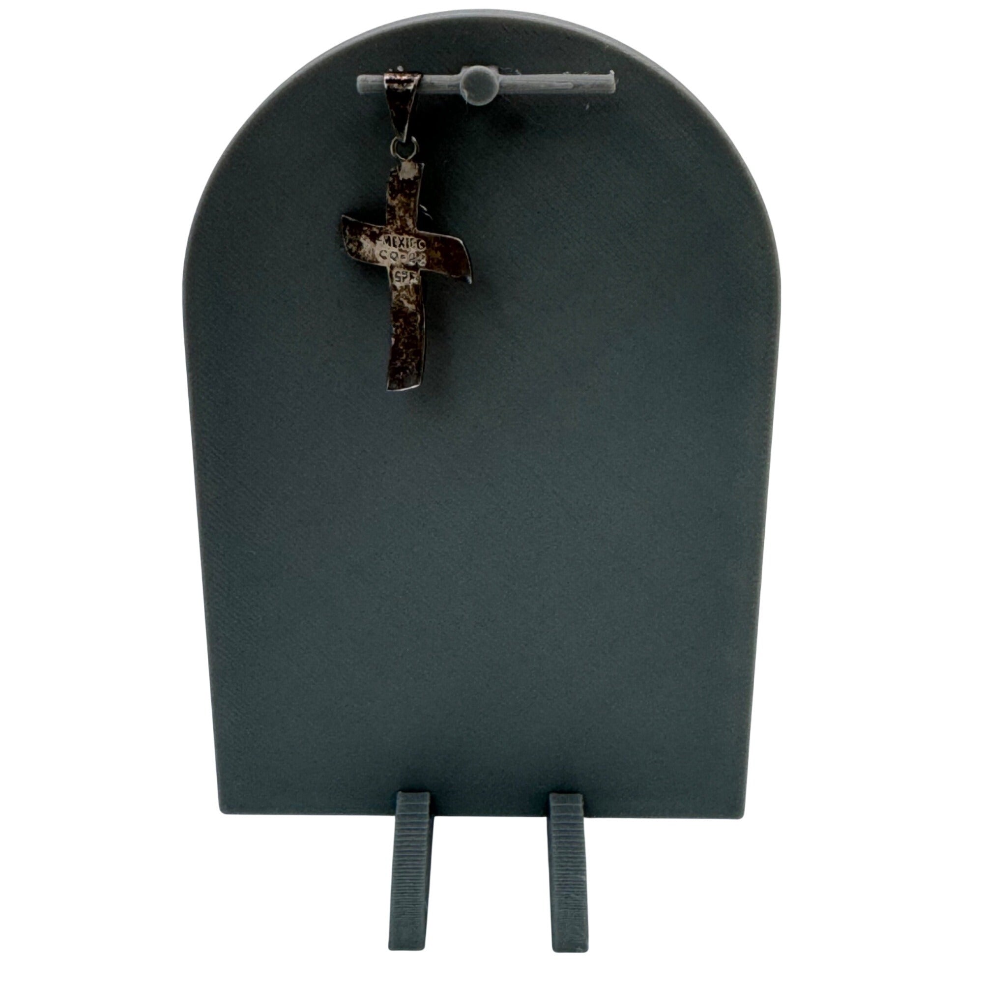 Modernist Sterling Crucifix Pendant Vintage Signed Taxco  From Mexico 1.5"
