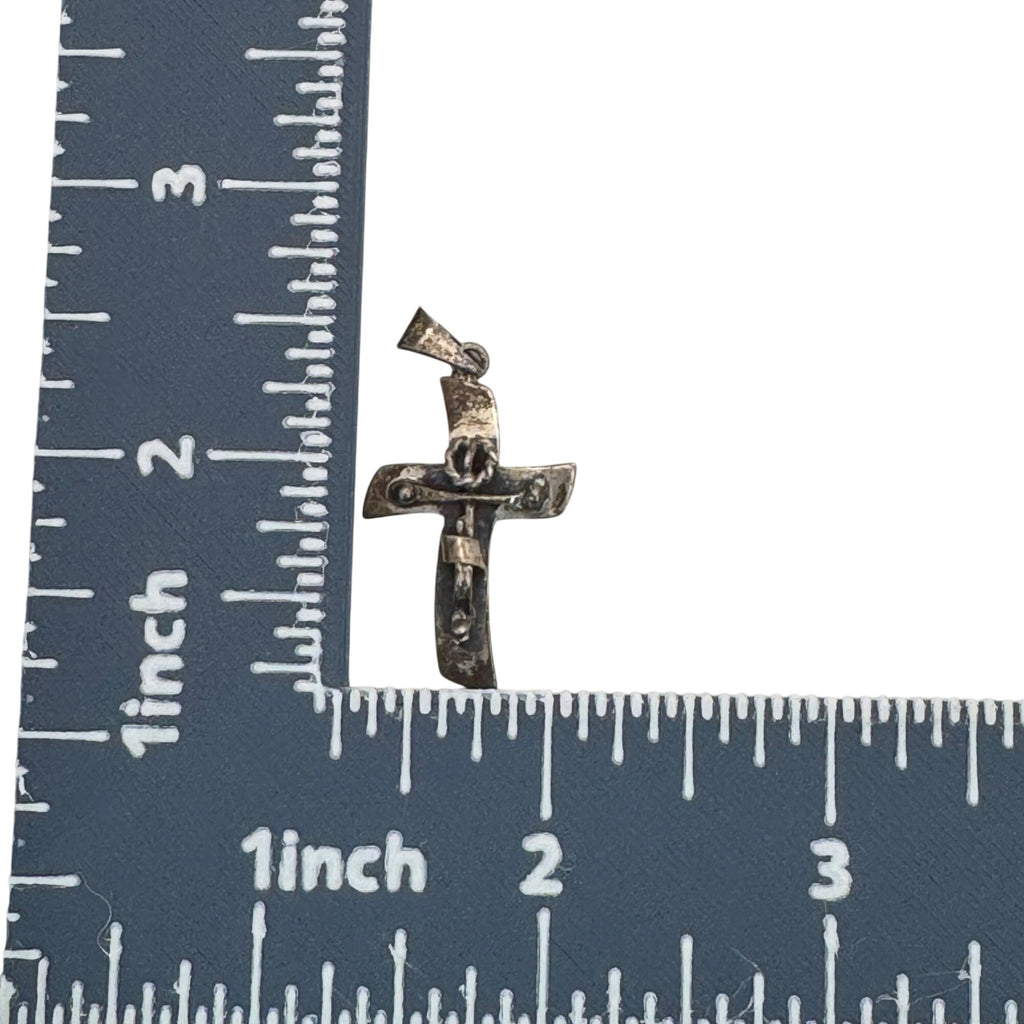 Modernist Sterling Crucifix Pendant Vintage Signed Taxco  From Mexico 1.5"